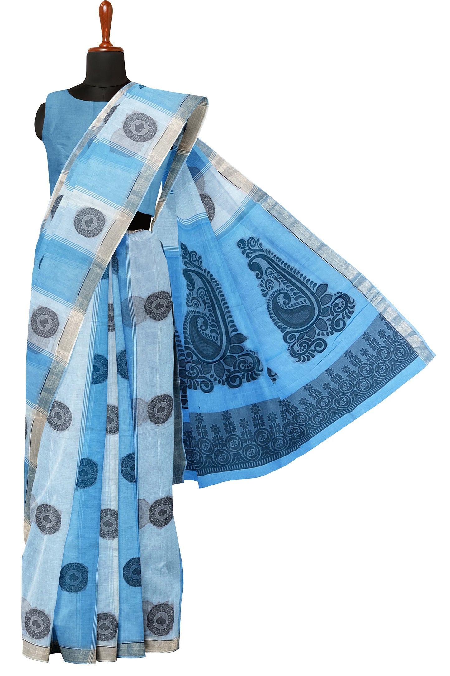 SENSAN Women’s Fancy Coimbatore Cotton Saree with Blouse Piece [SKU:5104]
