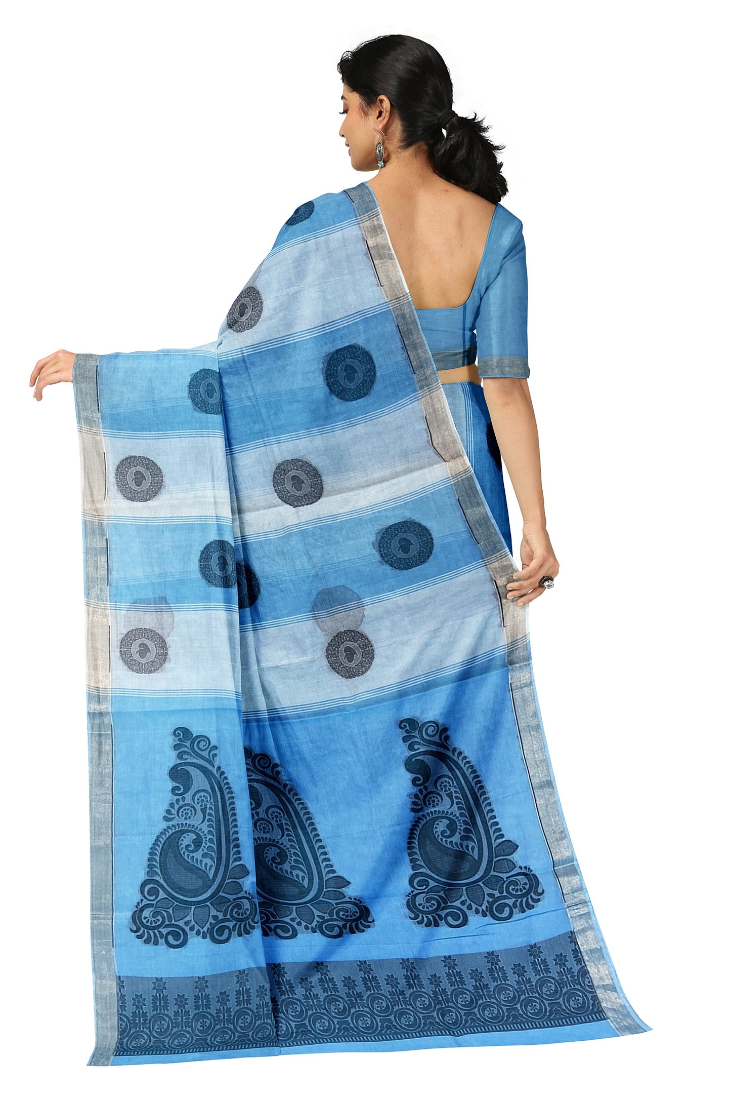 SENSAN Women’s Fancy Coimbatore Cotton Saree with Blouse Piece [SKU:5104]