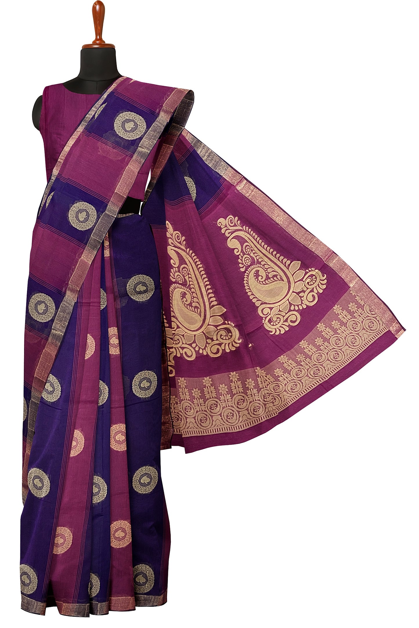 SENSAN Women’s Fancy Coimbatore Cotton Saree with Blouse Piece [SKU:5104]