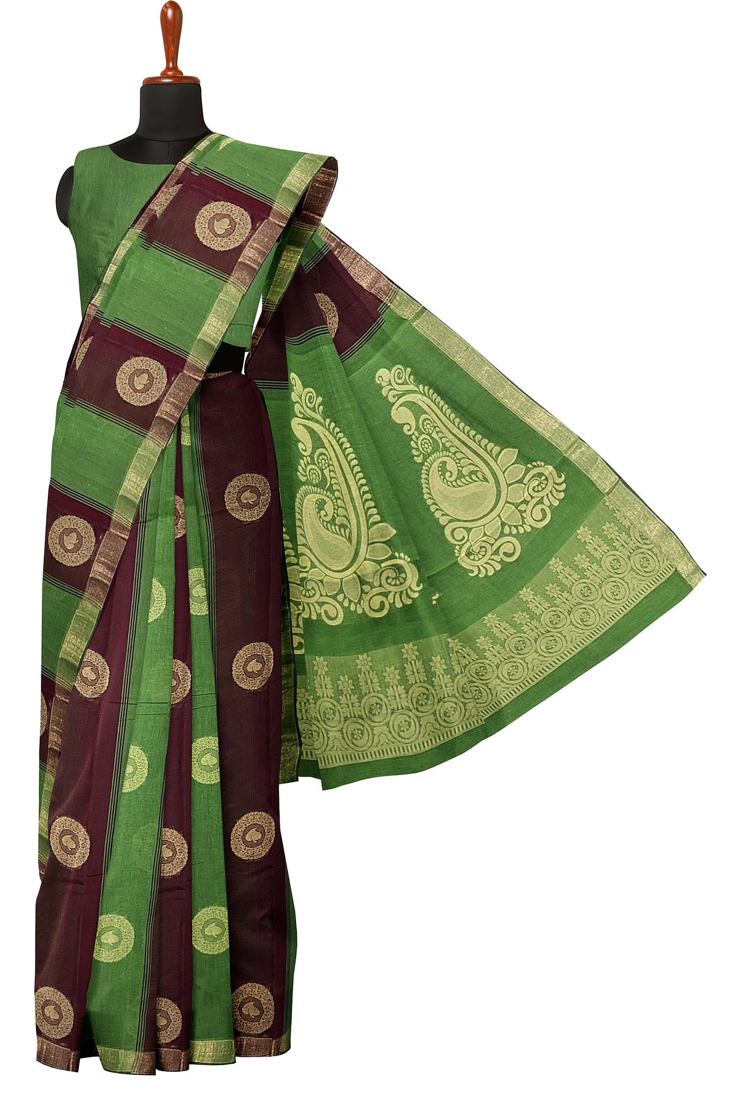 SENSAN Women’s Fancy Coimbatore Cotton Saree with Blouse Piece [SKU:5104]