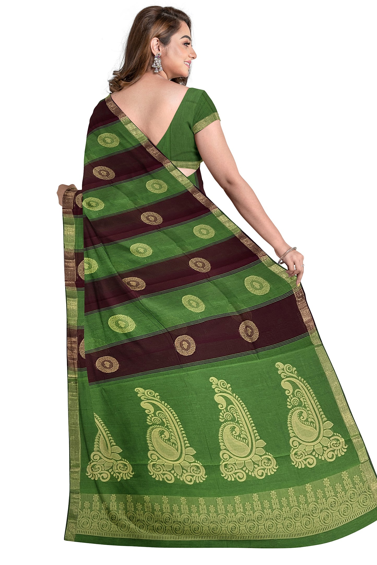 SENSAN Women’s Fancy Coimbatore Cotton Saree with Blouse Piece [SKU:5104]
