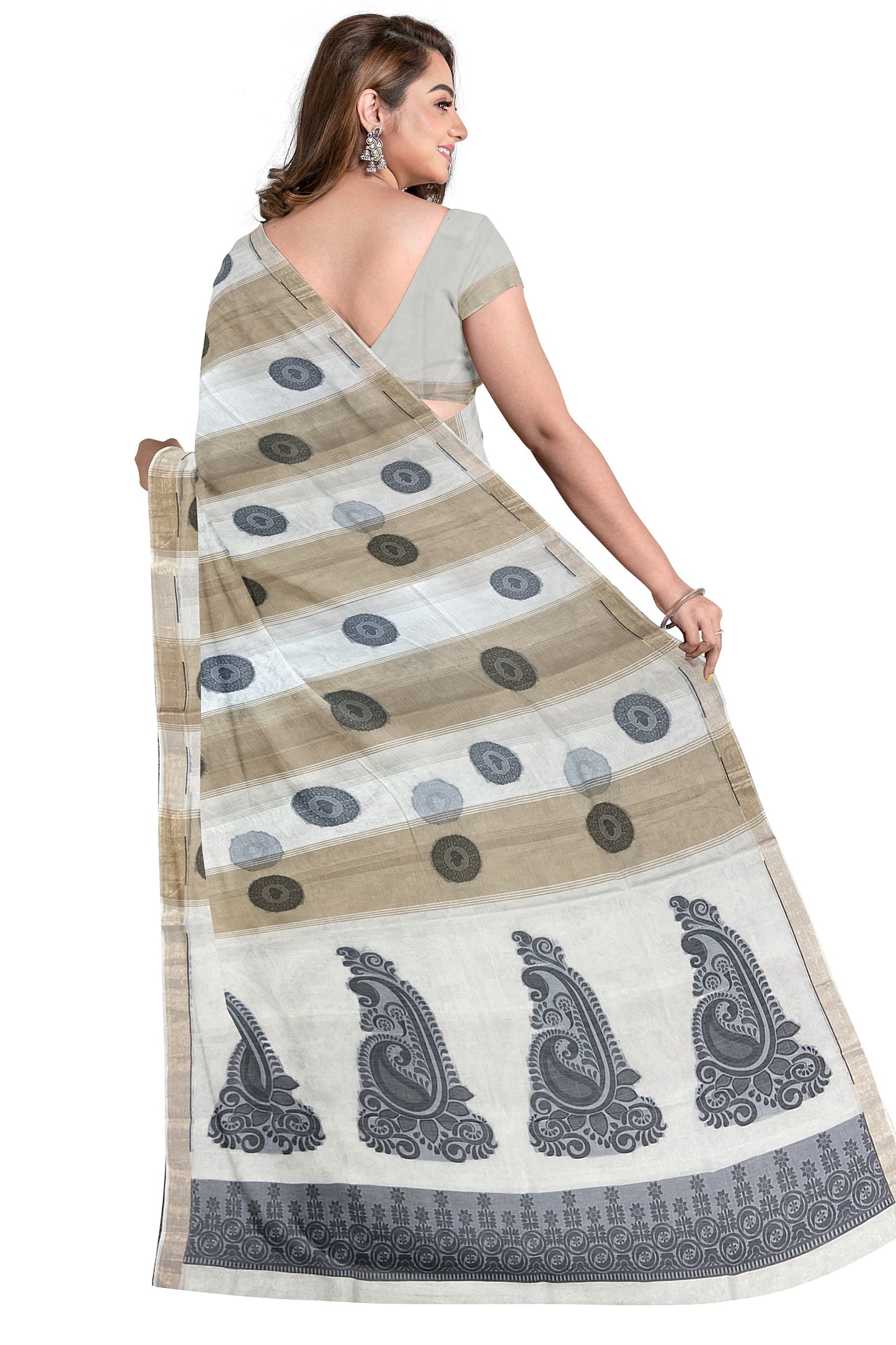 SENSAN Women’s Fancy Coimbatore Cotton Saree with Blouse Piece [SKU:5104]