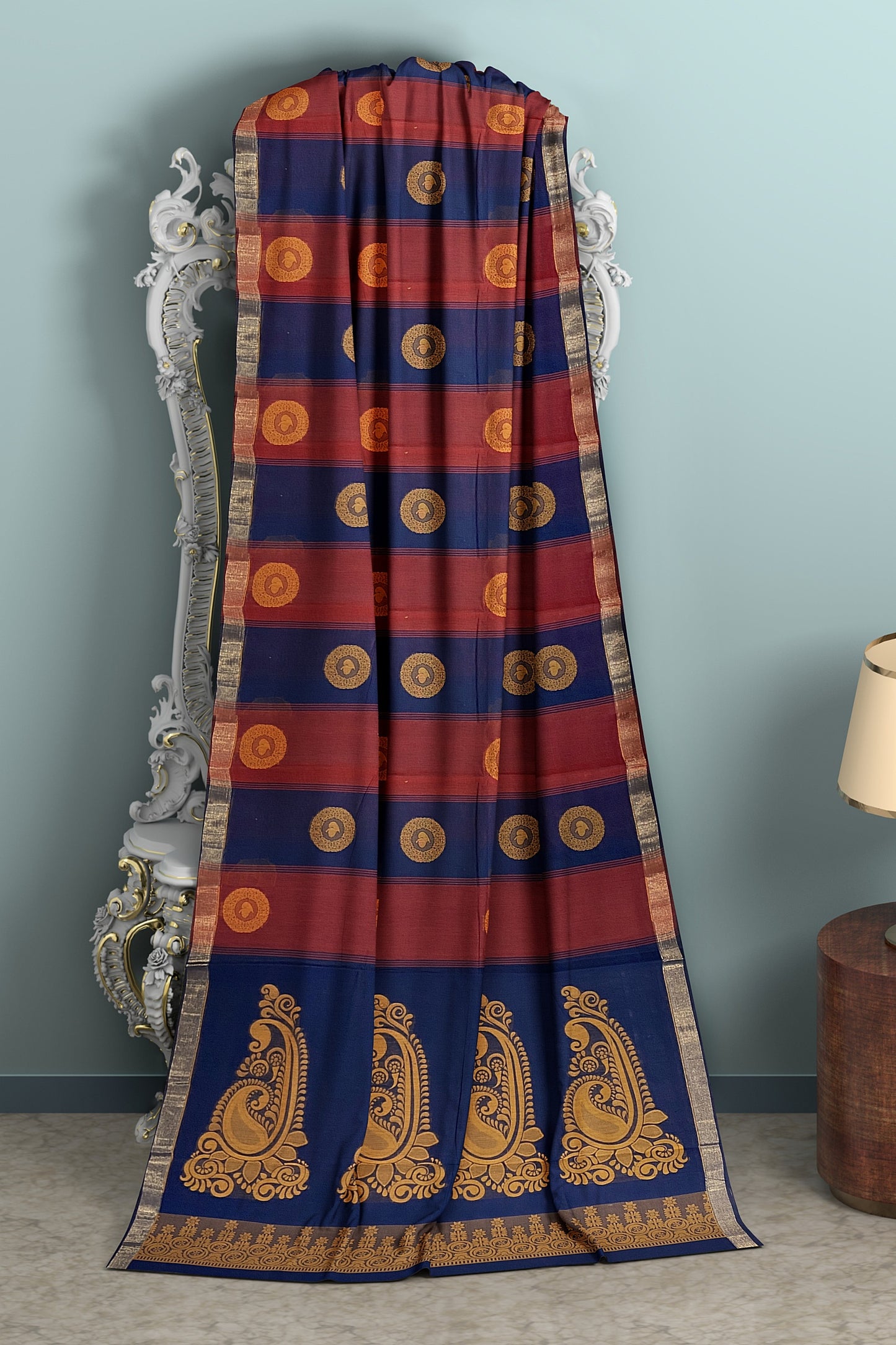 SENSAN Women’s Fancy Coimbatore Cotton Saree with Blouse Piece [SKU:5104]