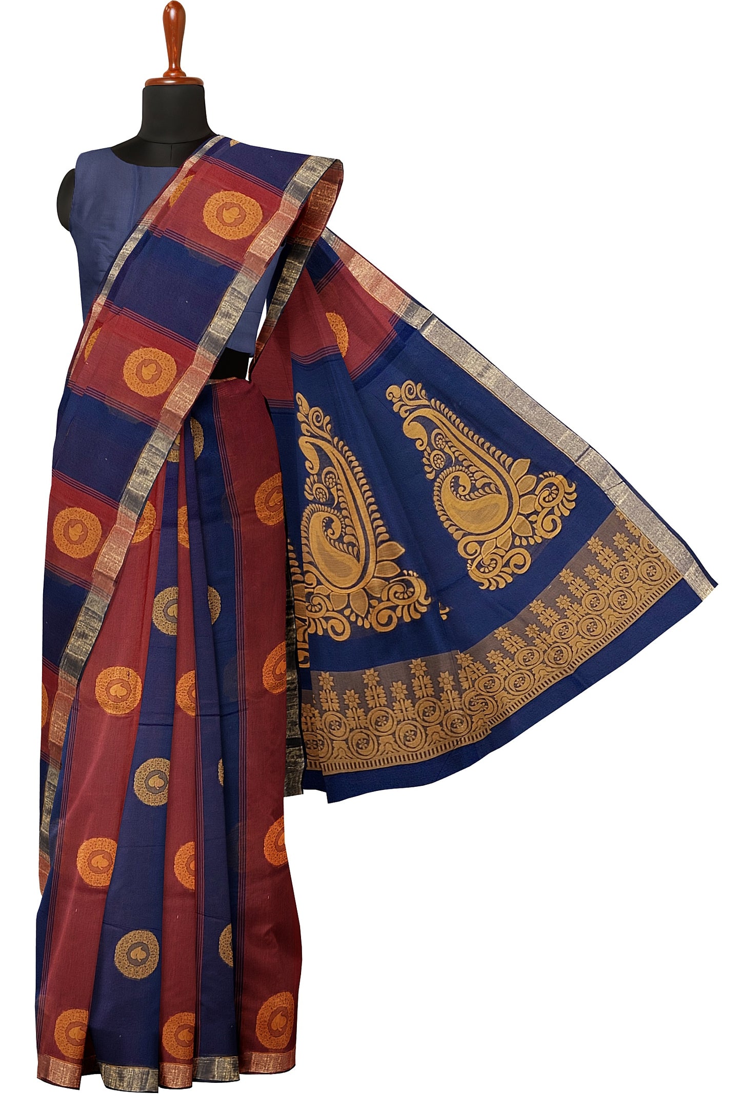 SENSAN Women’s Fancy Coimbatore Cotton Saree with Blouse Piece [SKU:5104]