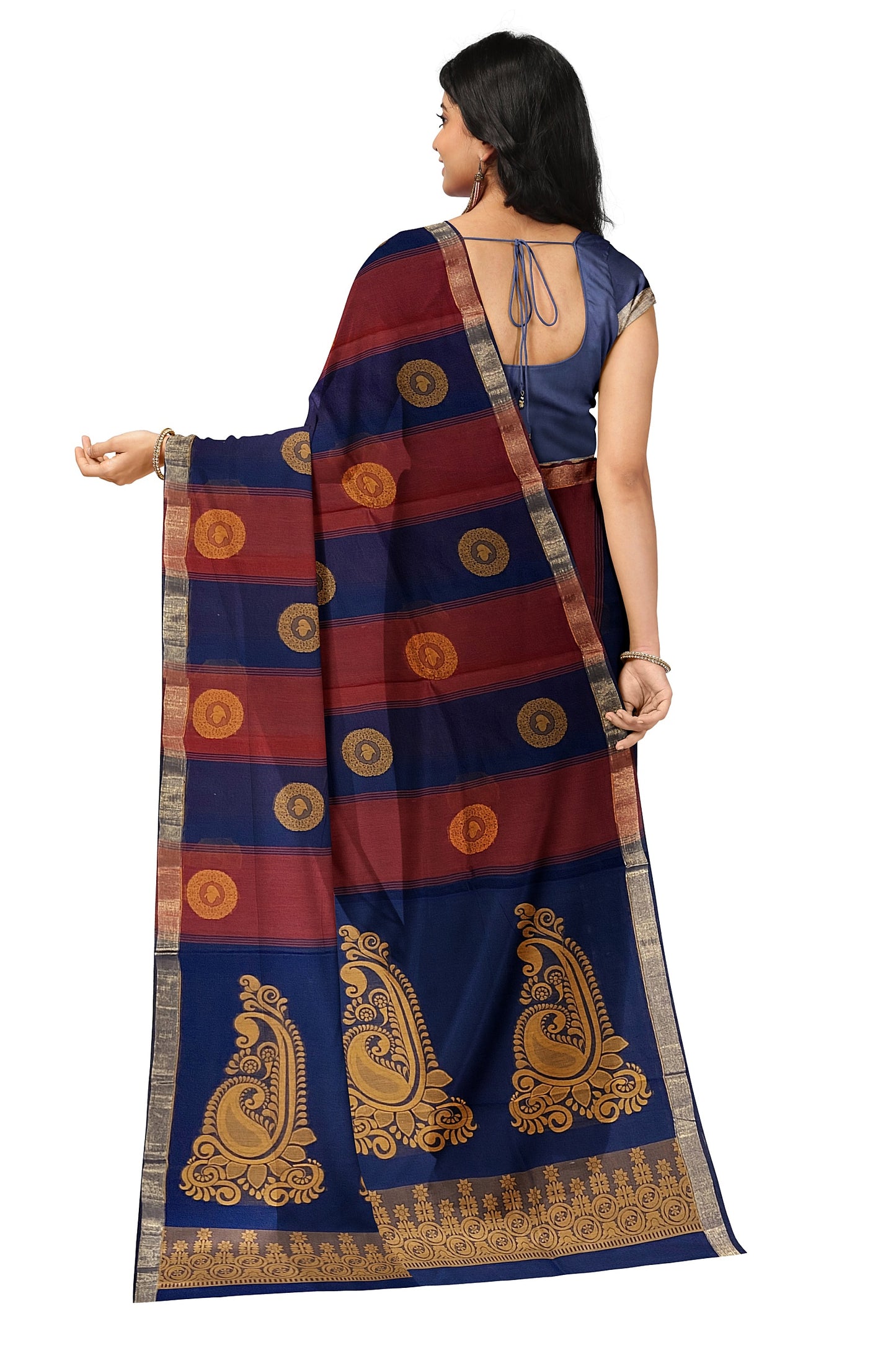 SENSAN Women’s Fancy Coimbatore Cotton Saree with Blouse Piece [SKU:5104]