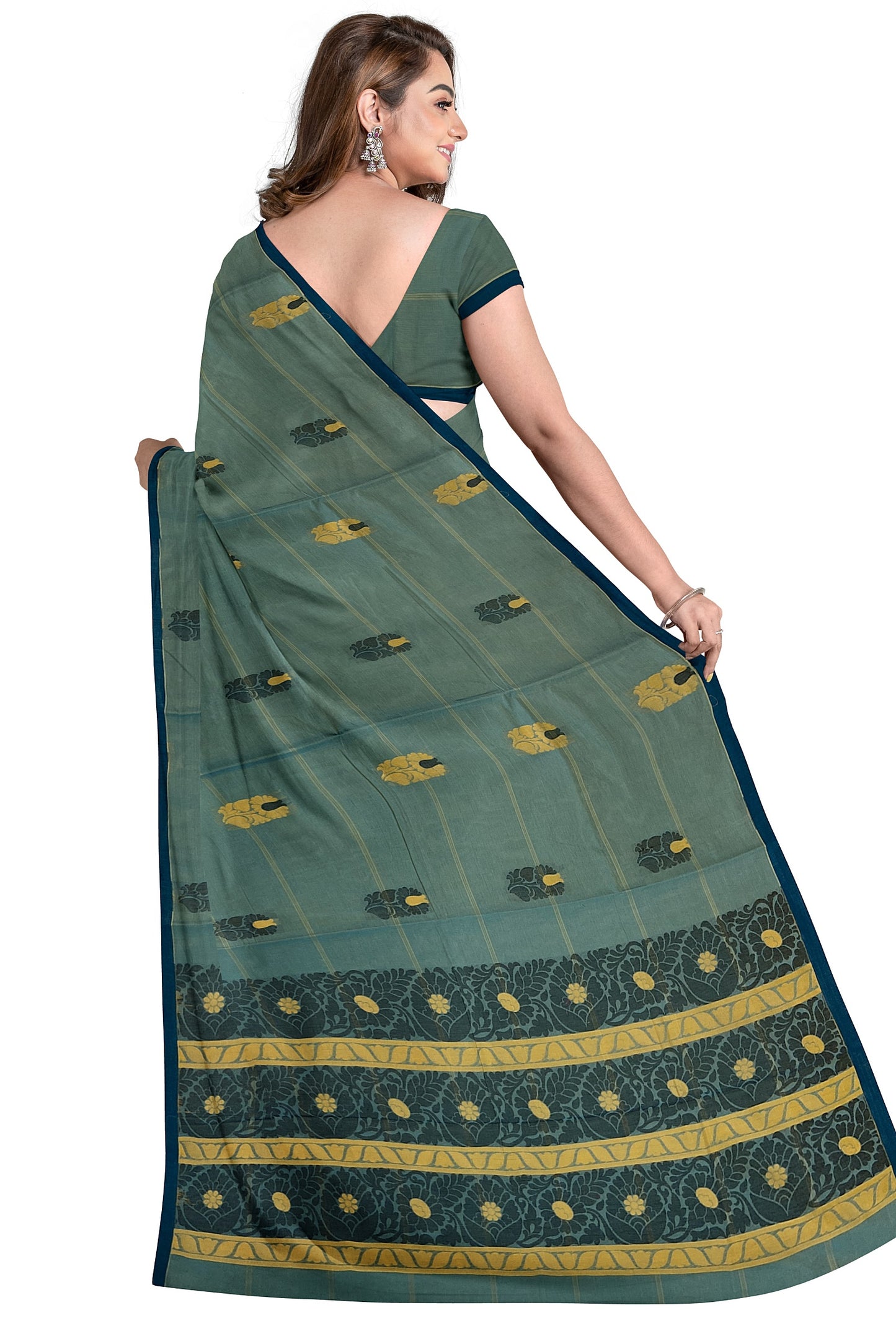 SENSAN Women’s Fancy Coimbatore Cotton Saree with Blouse Piece [SKU:5106]