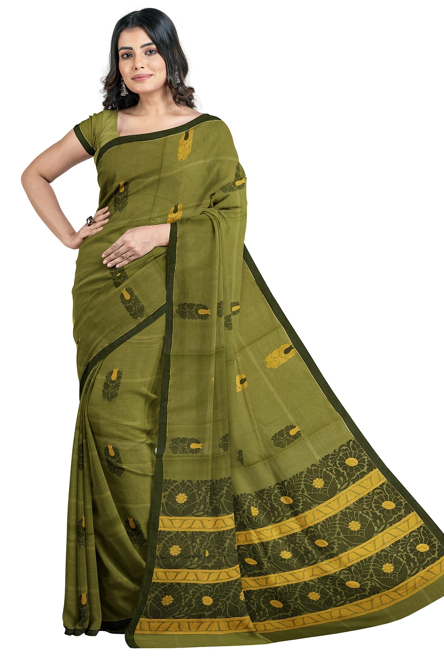 SENSAN Women’s Fancy Coimbatore Cotton Saree with Blouse Piece [SKU:5106]