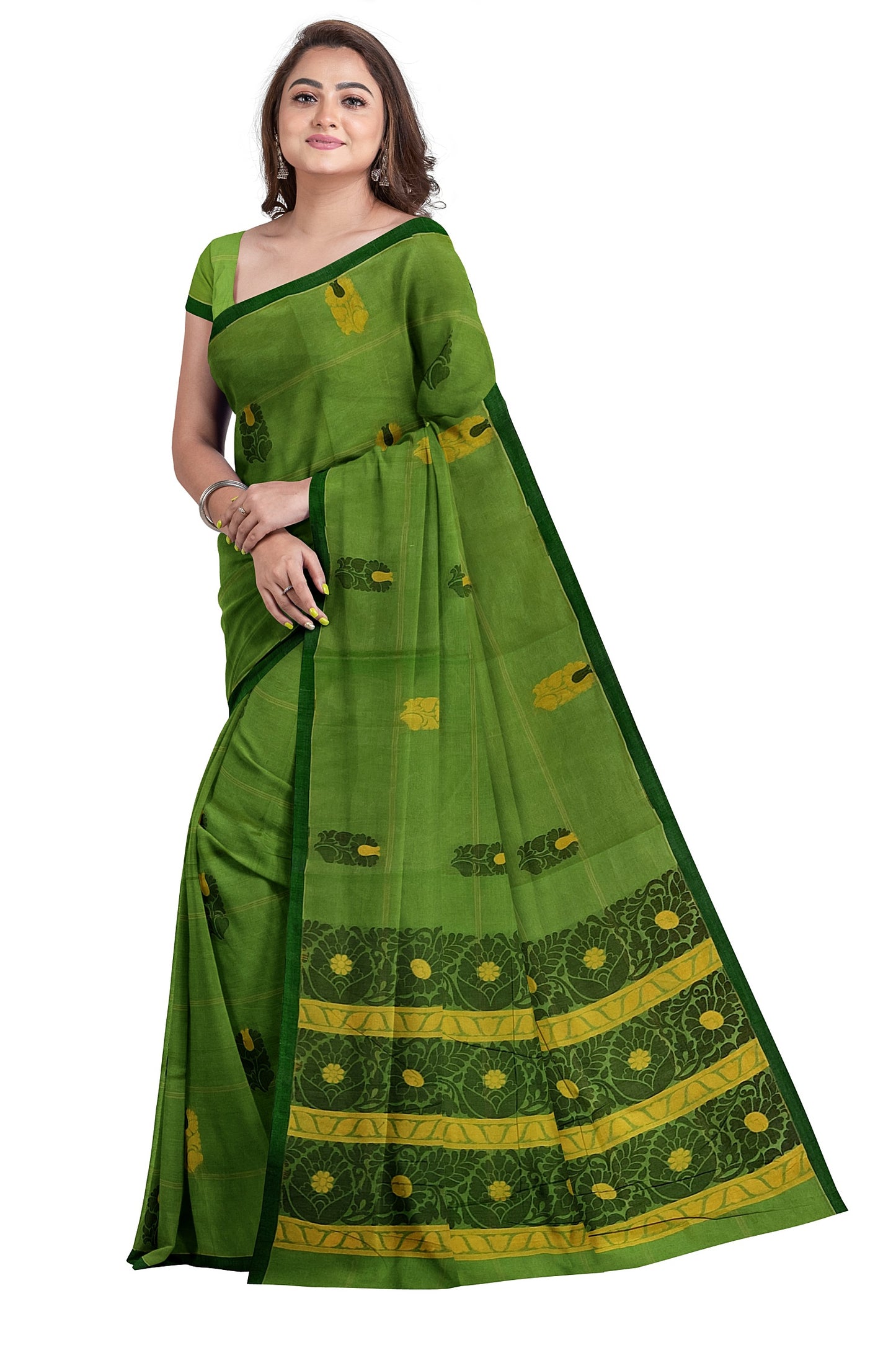 SENSAN Women’s Fancy Coimbatore Cotton Saree with Blouse Piece [SKU:5106]