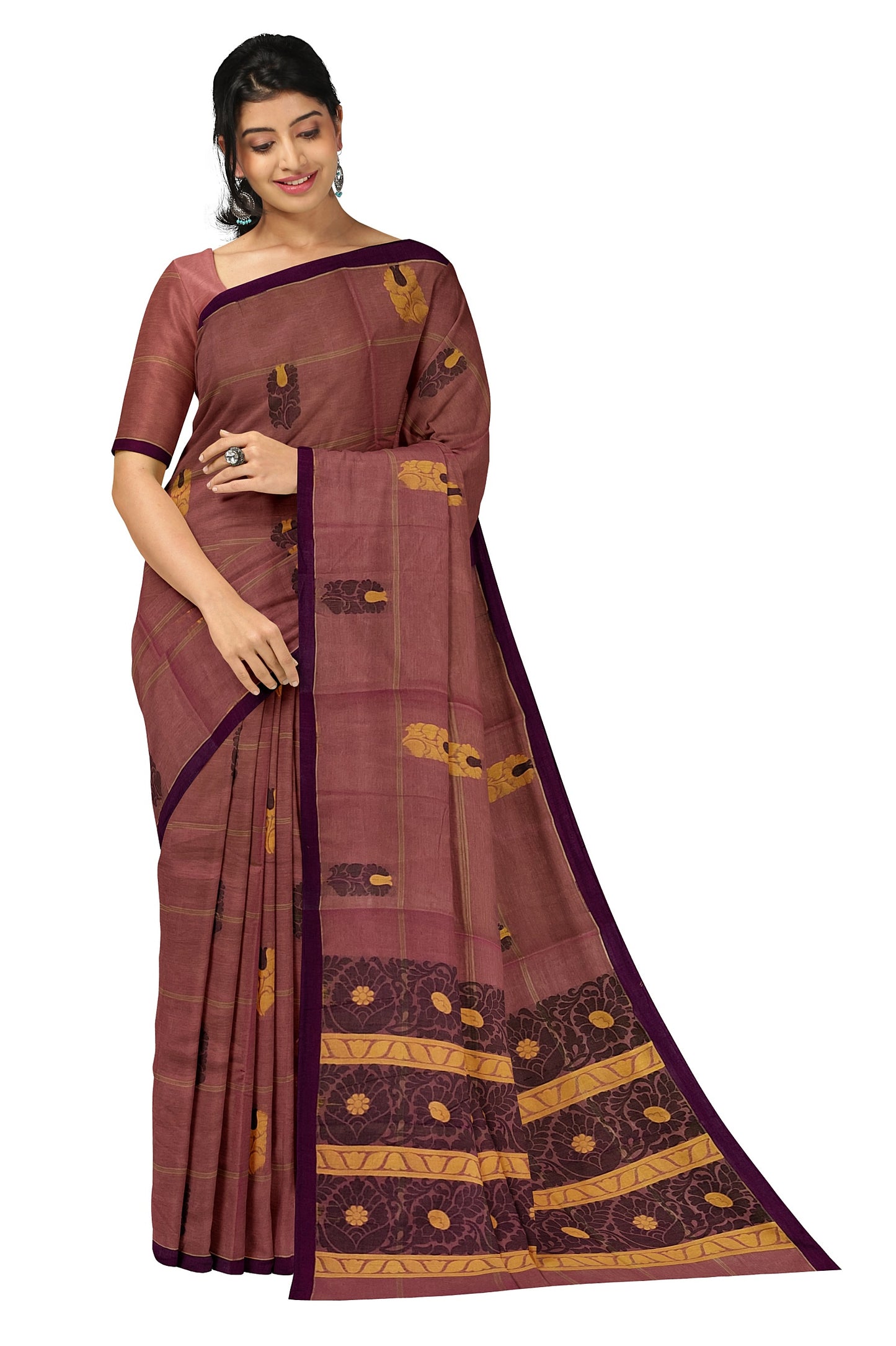 SENSAN Women’s Fancy Coimbatore Cotton Saree with Blouse Piece [SKU:5106]