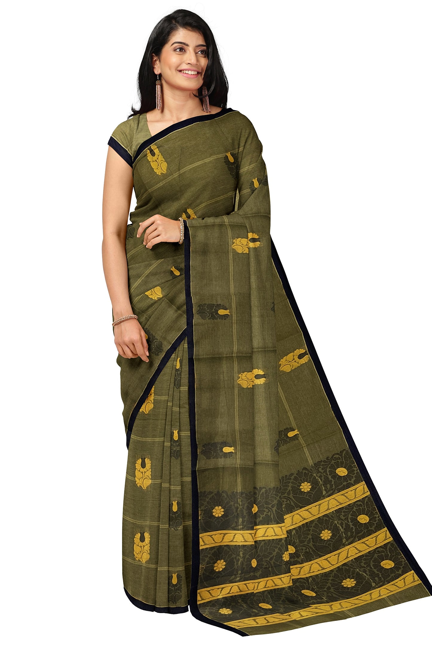 SENSAN Women’s Fancy Coimbatore Cotton Saree with Blouse Piece [SKU:5106]