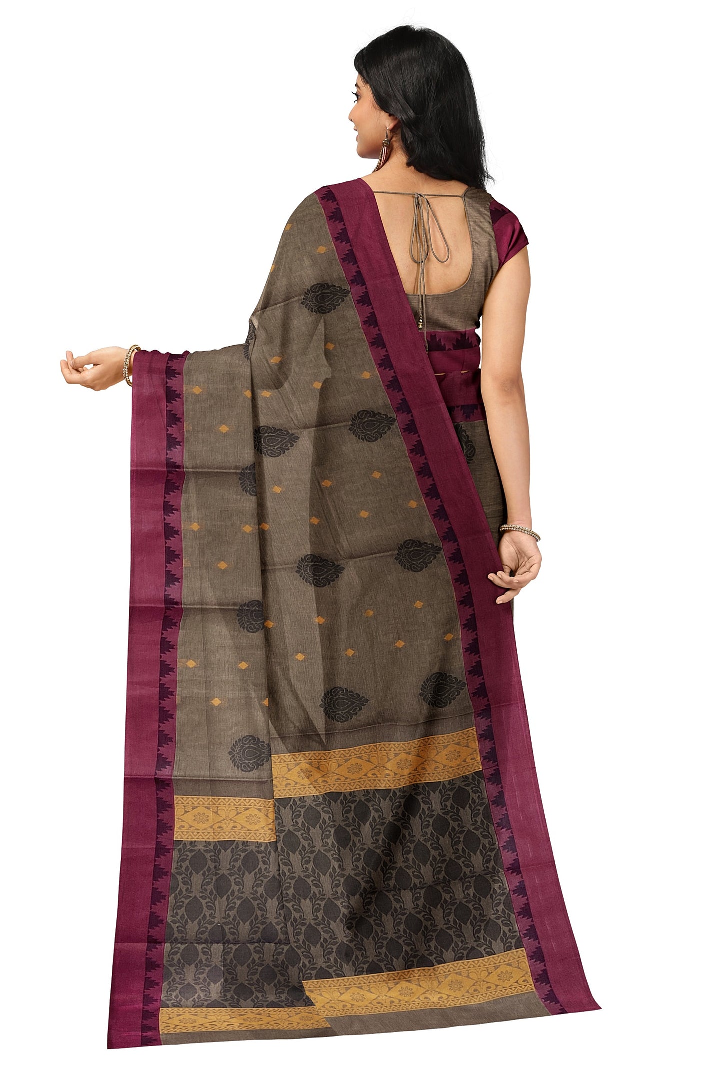 SENSAN Women’s Fancy Coimbatore Cotton Saree with Blouse Piece [SKU:5107]