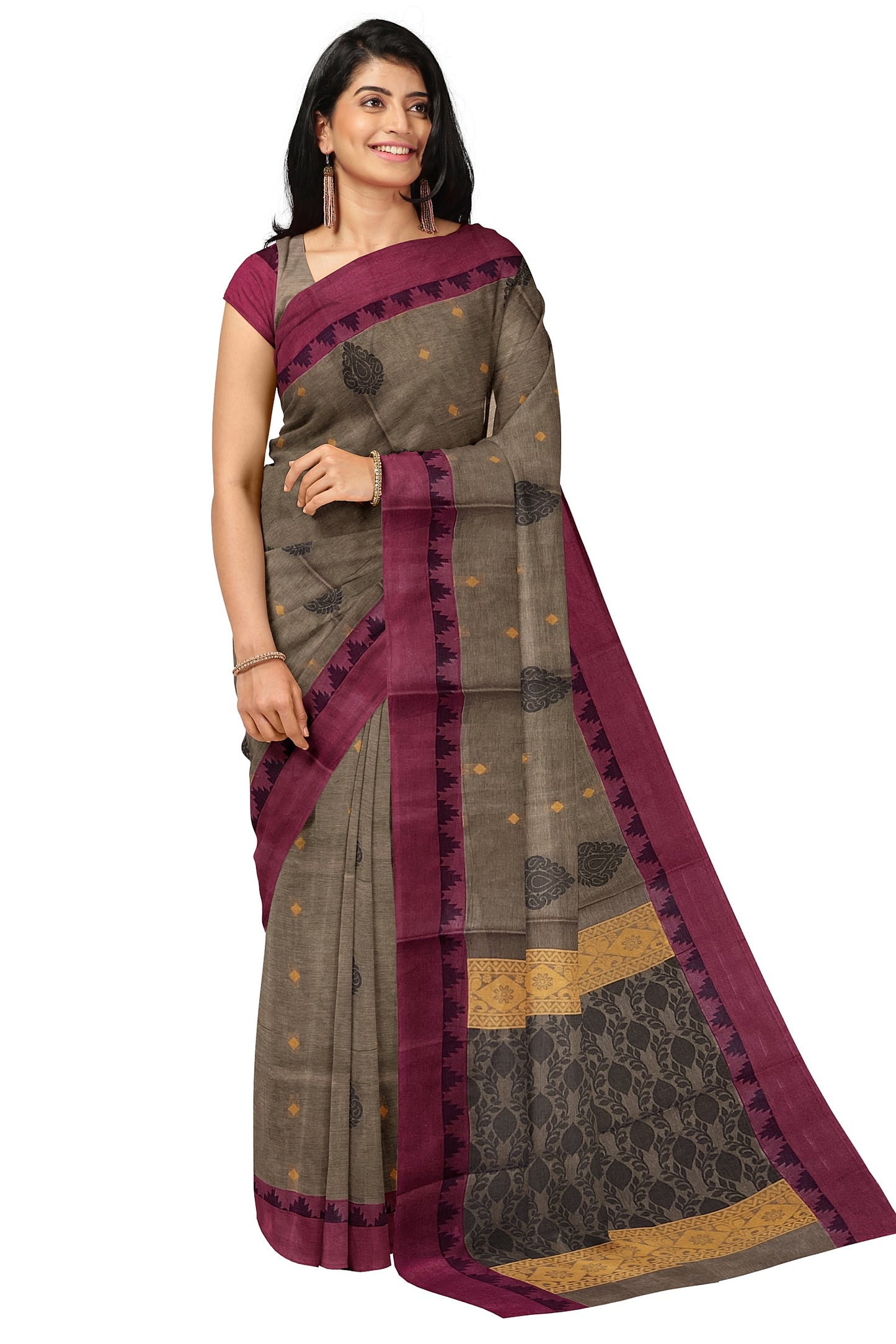 SENSAN Women’s Fancy Coimbatore Cotton Saree with Blouse Piece [SKU:5107]