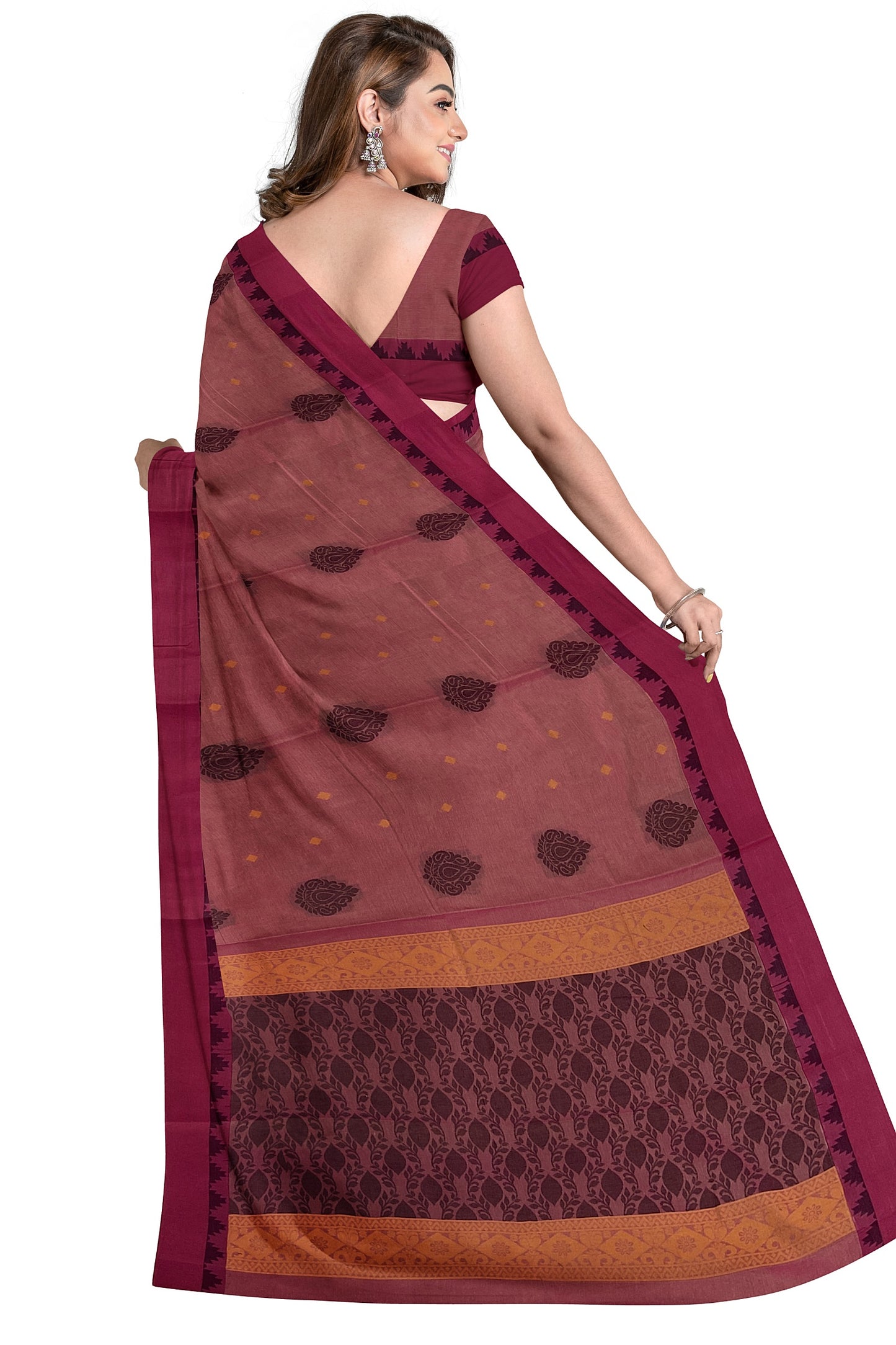SENSAN Women’s Fancy Coimbatore Cotton Saree with Blouse Piece [SKU:5107]