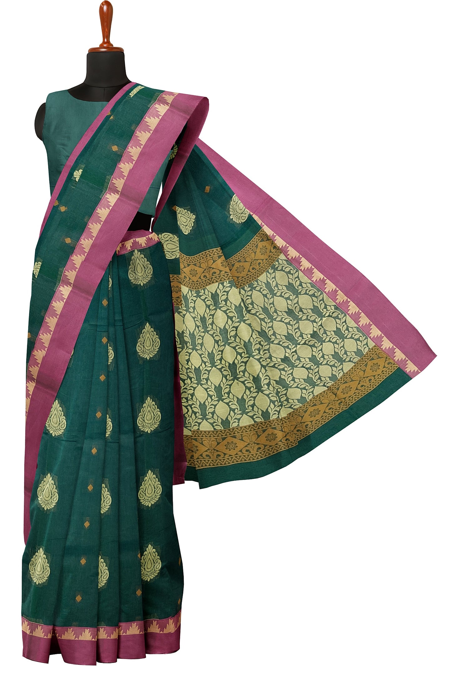 SENSAN Women’s Fancy Coimbatore Cotton Saree with Blouse Piece [SKU:5107]