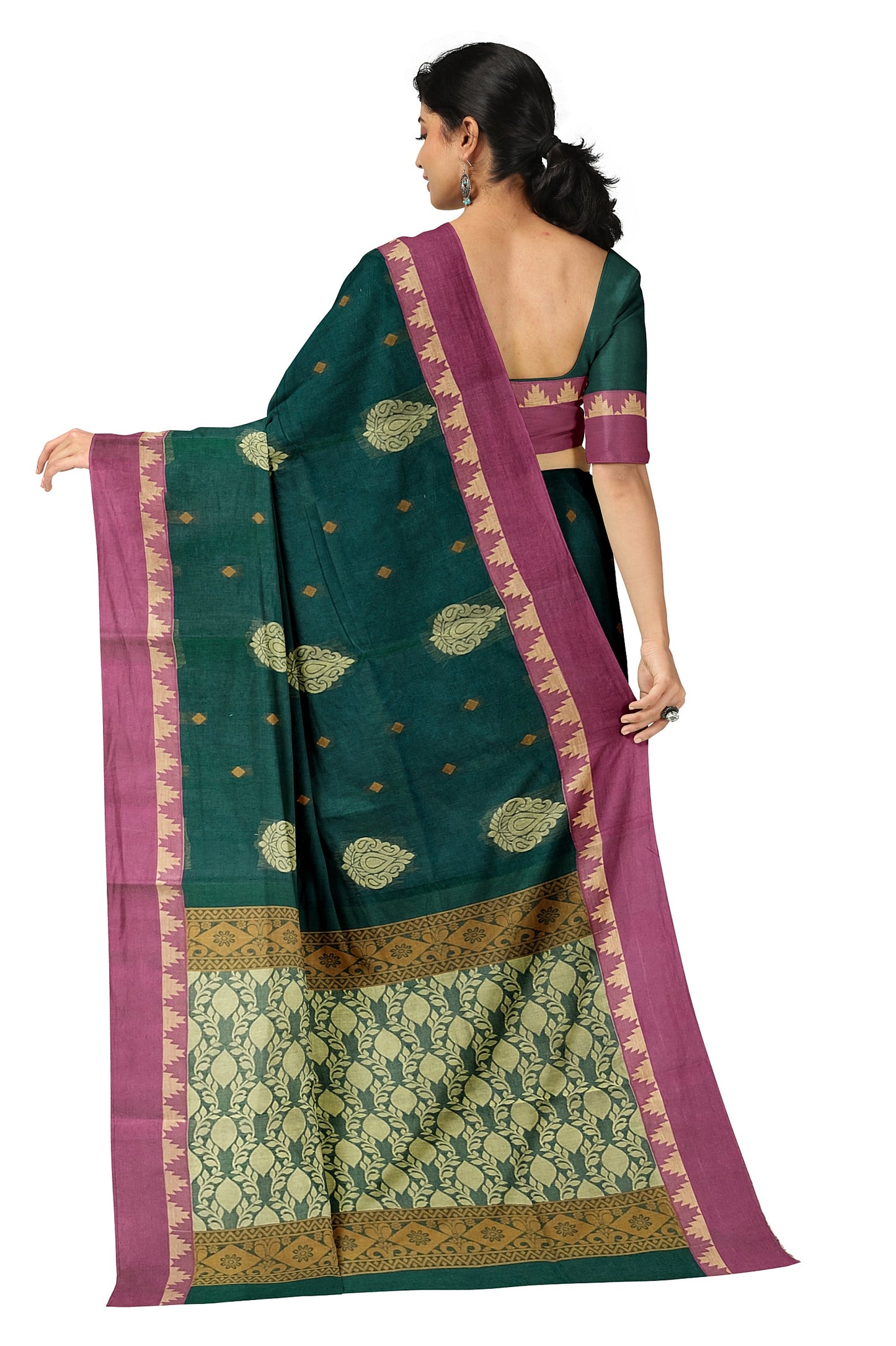 SENSAN Women’s Fancy Coimbatore Cotton Saree with Blouse Piece [SKU:5107]