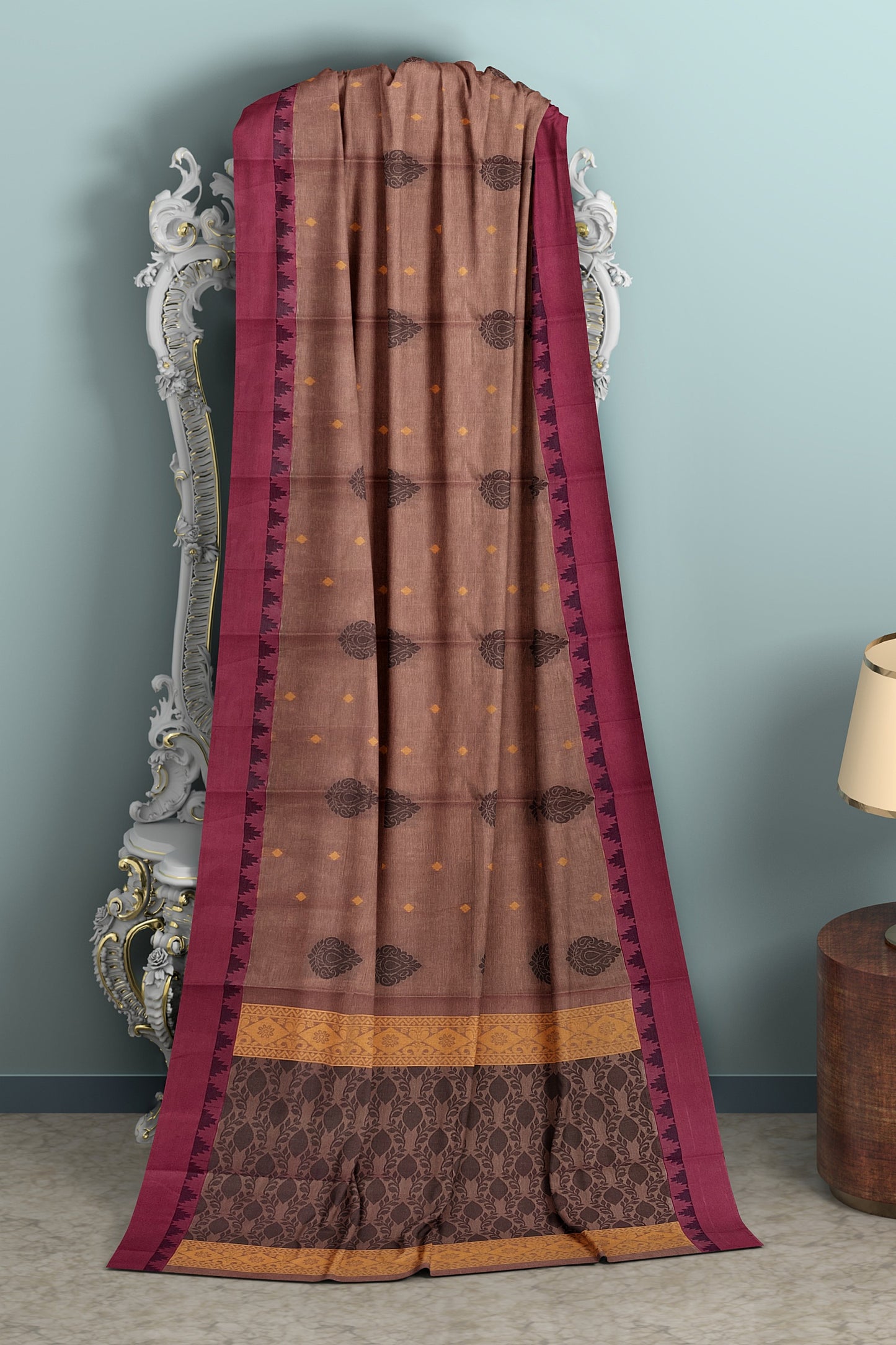SENSAN Women’s Fancy Coimbatore Cotton Saree with Blouse Piece [SKU:5107]