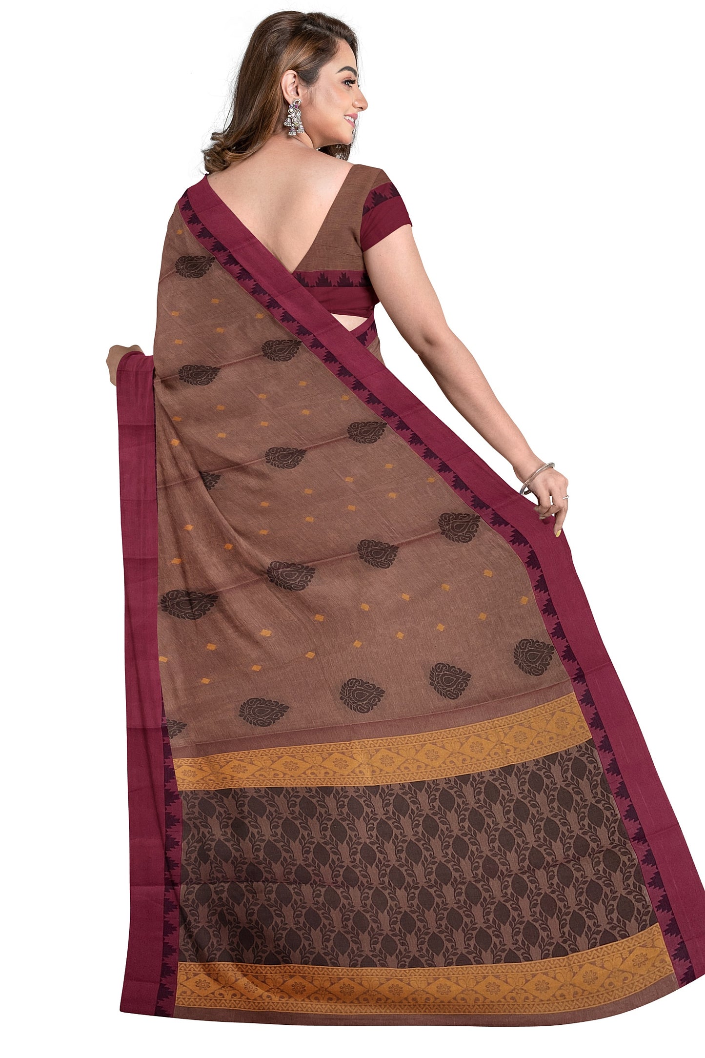 SENSAN Women’s Fancy Coimbatore Cotton Saree with Blouse Piece [SKU:5107]