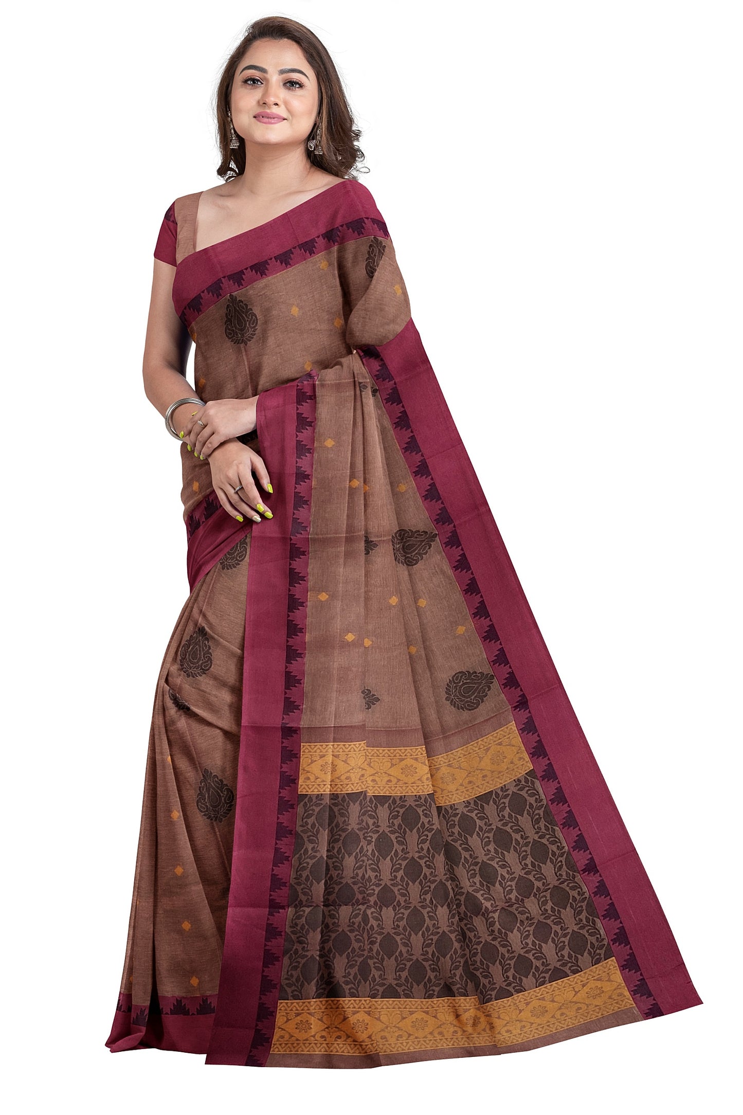 SENSAN Women’s Fancy Coimbatore Cotton Saree with Blouse Piece [SKU:5107]