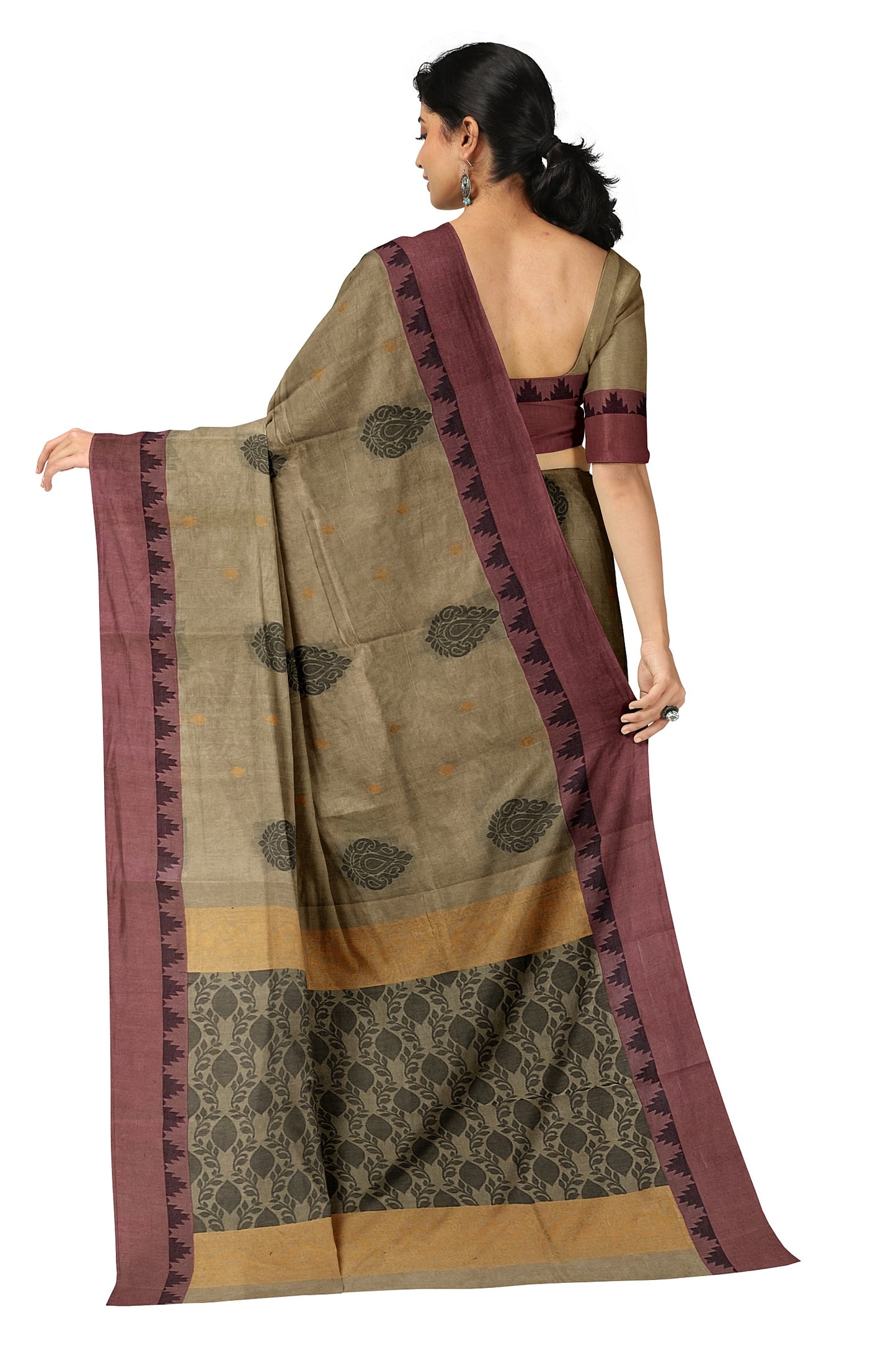 SENSAN Women’s Fancy Coimbatore Cotton Saree with Blouse Piece [SKU:5107]