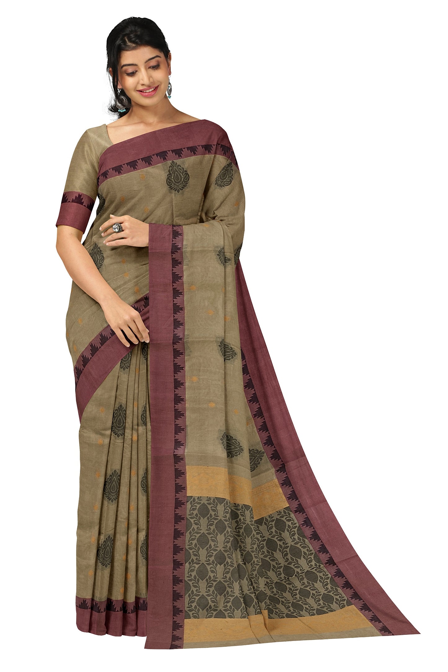 SENSAN Women’s Fancy Coimbatore Cotton Saree with Blouse Piece [SKU:5107]