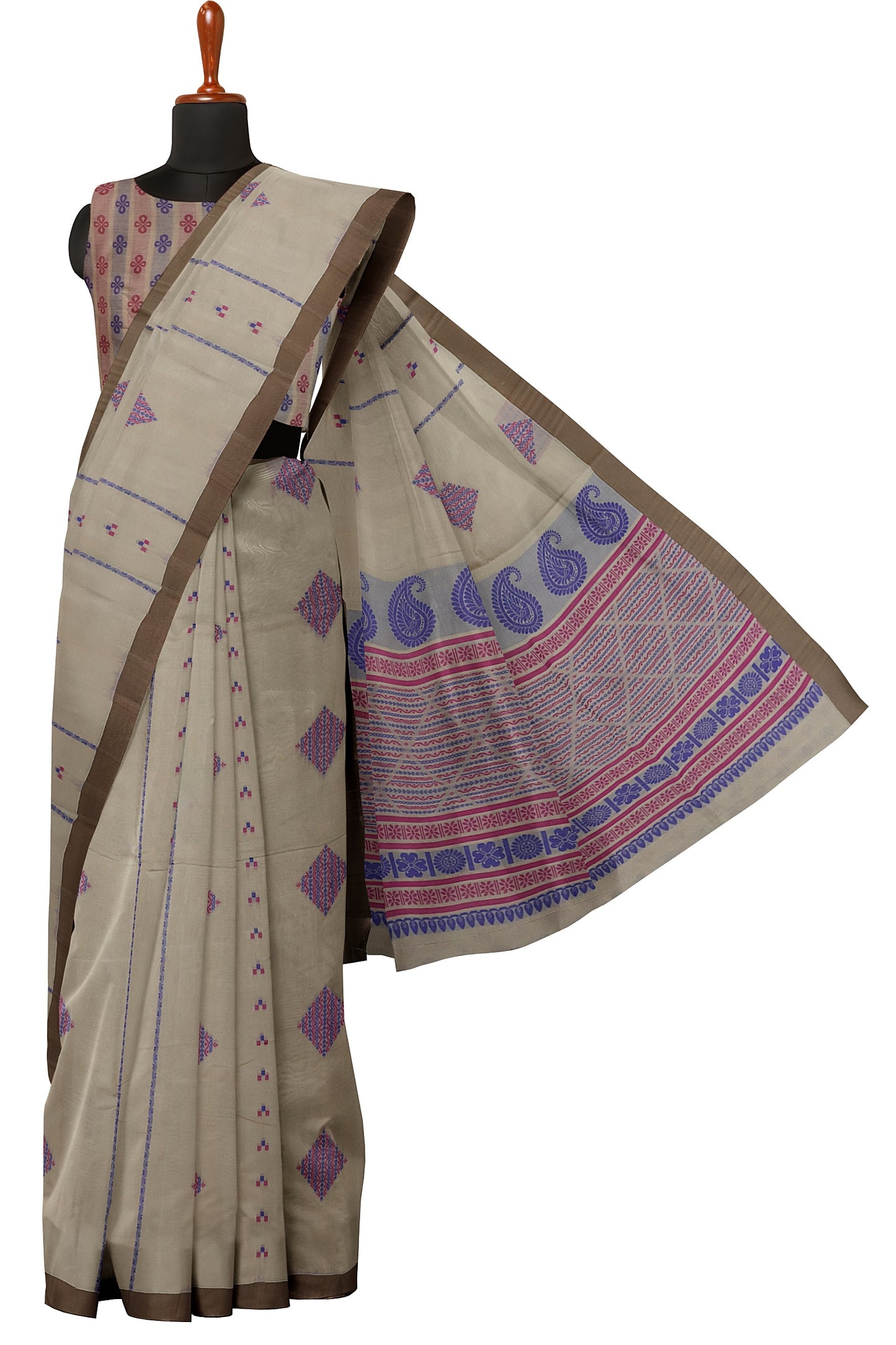 SENSAN Women’s Fancy Coimbatore Cotton Saree with Blouse Piece [SKU:5110]