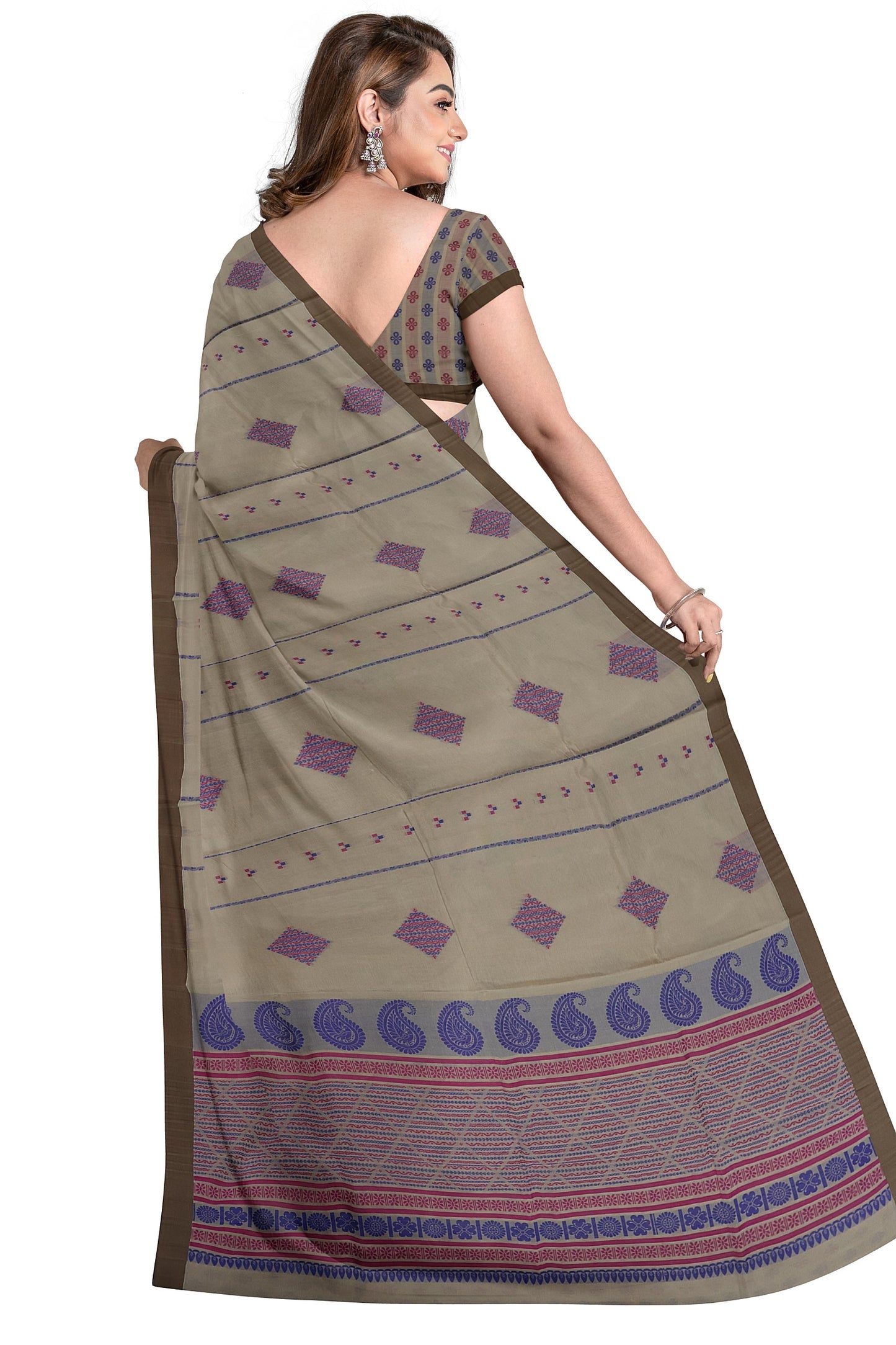 SENSAN Women’s Fancy Coimbatore Cotton Saree with Blouse Piece [SKU:5110]