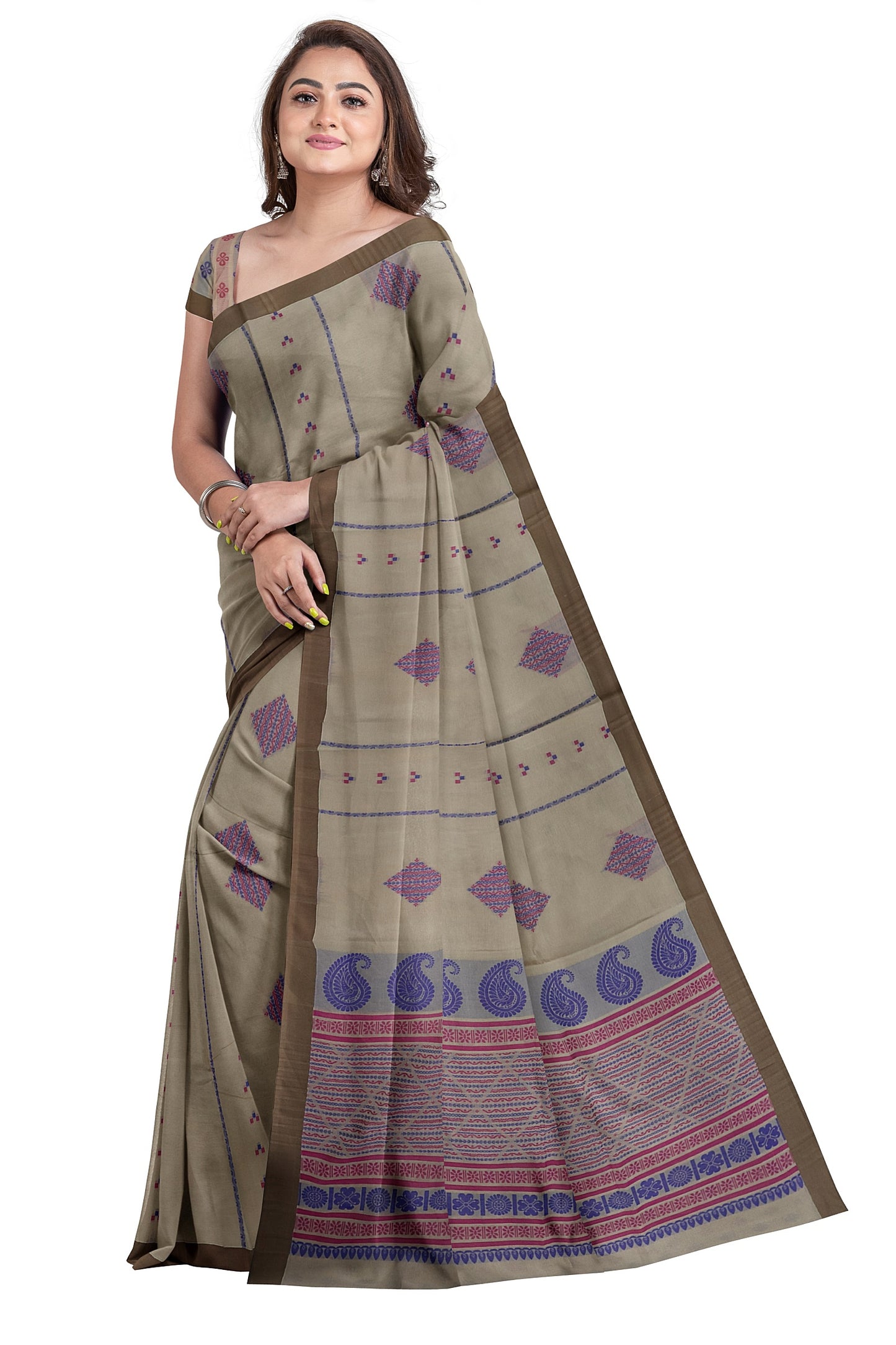 SENSAN Women’s Fancy Coimbatore Cotton Saree with Blouse Piece [SKU:5110]