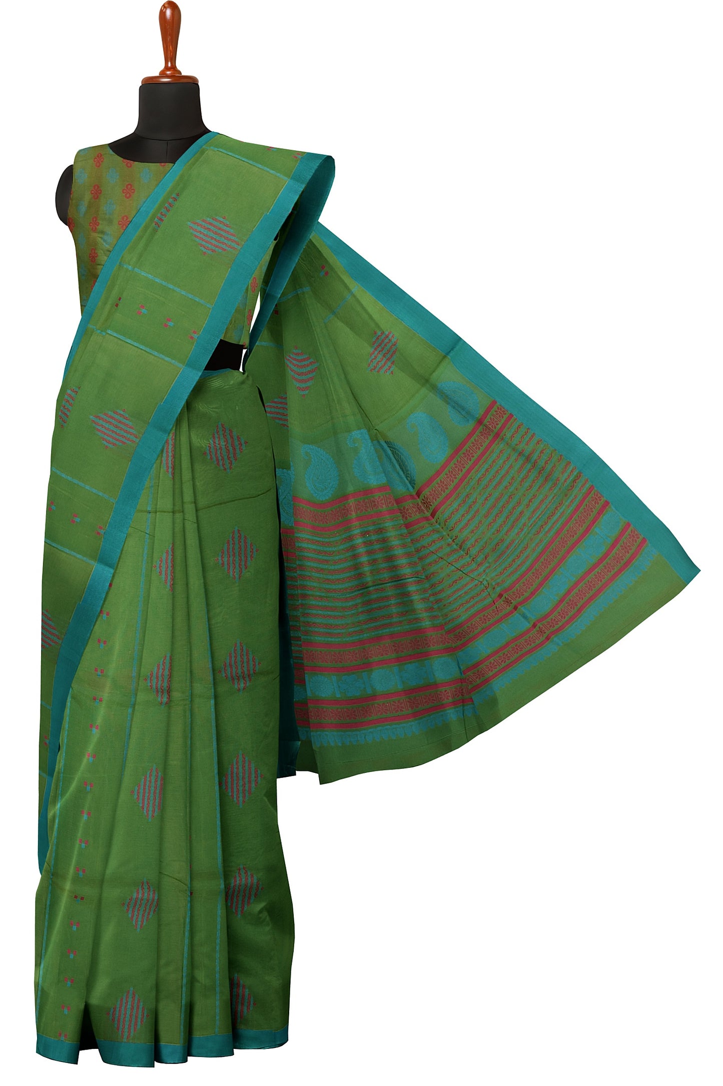 SENSAN Women’s Fancy Coimbatore Cotton Saree with Blouse Piece [SKU:5110]