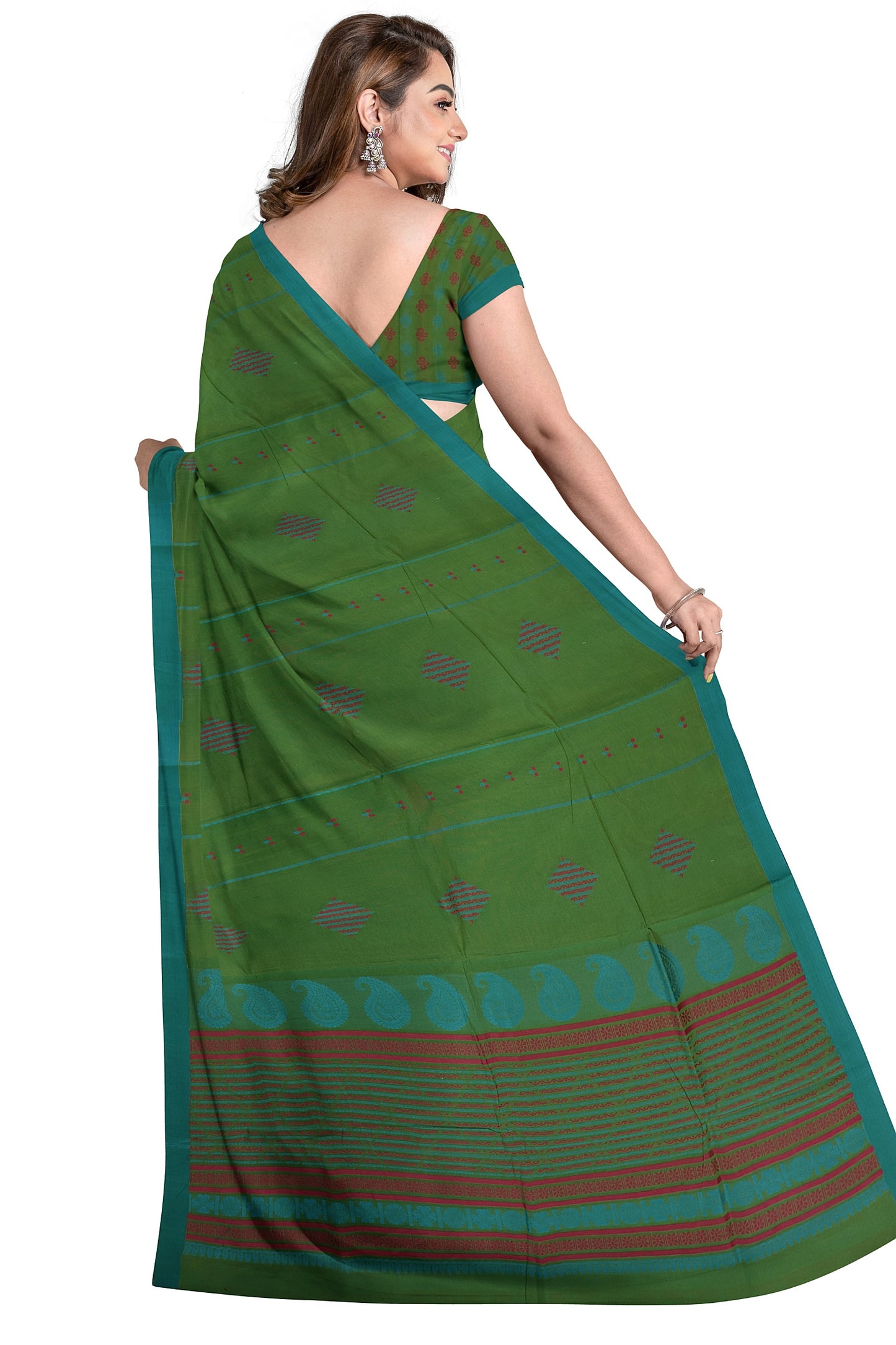SENSAN Women’s Fancy Coimbatore Cotton Saree with Blouse Piece [SKU:5110]