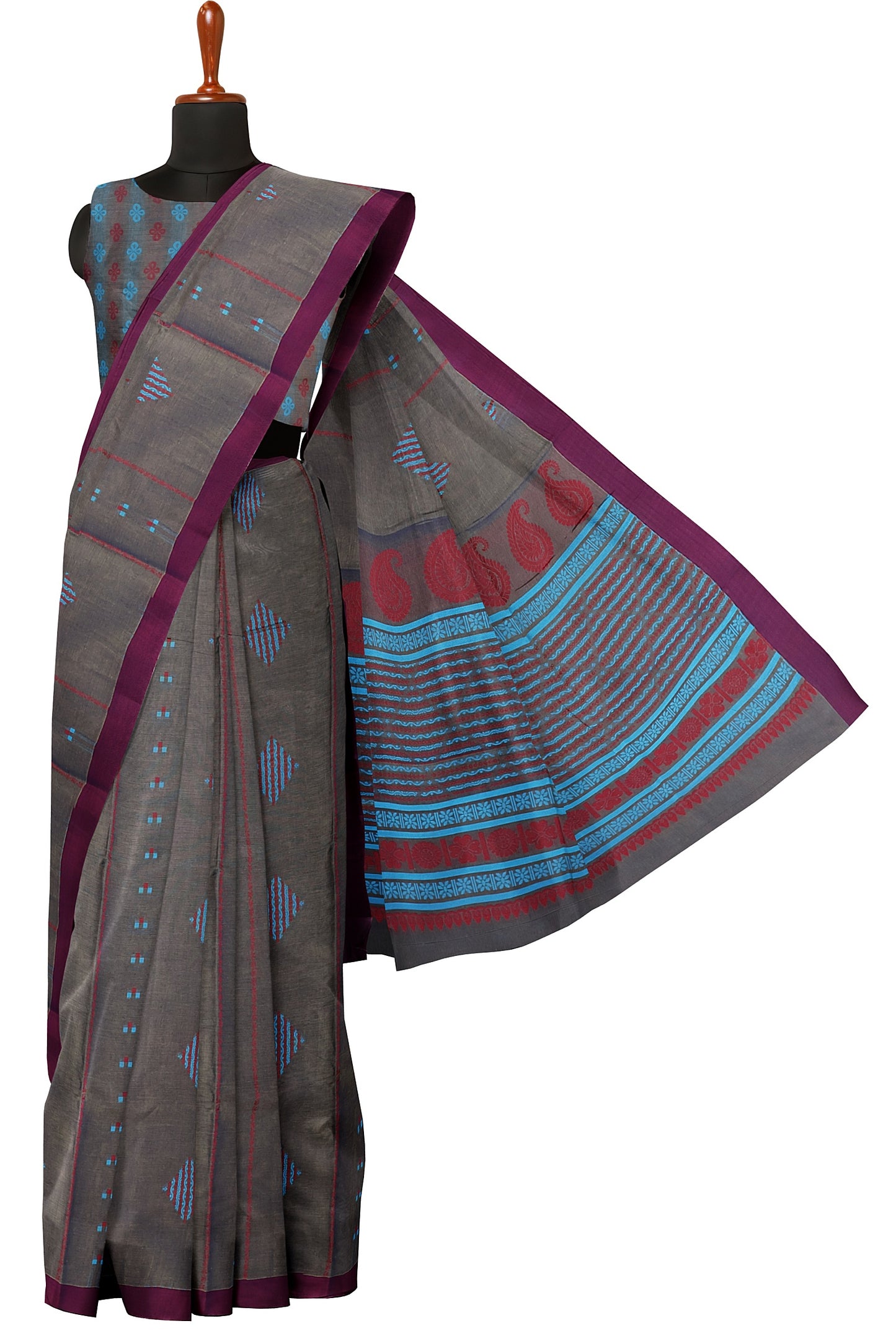 SENSAN Women’s Fancy Coimbatore Cotton Saree with Blouse Piece [SKU:5110]