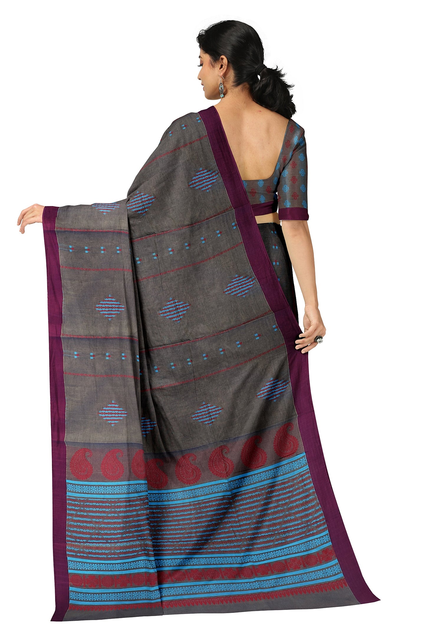 SENSAN Women’s Fancy Coimbatore Cotton Saree with Blouse Piece [SKU:5110]