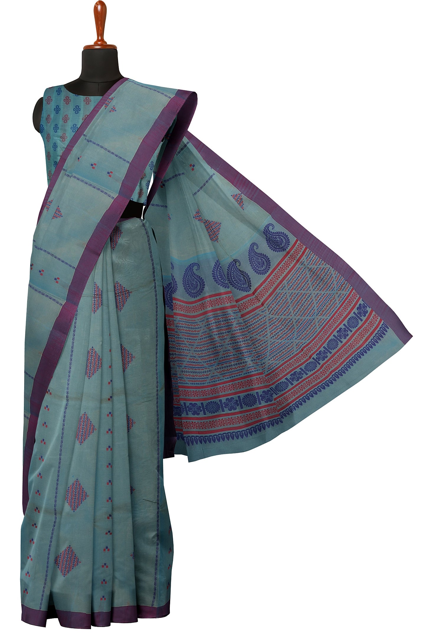 SENSAN Women’s Fancy Coimbatore Cotton Saree with Blouse Piece [SKU:5110]