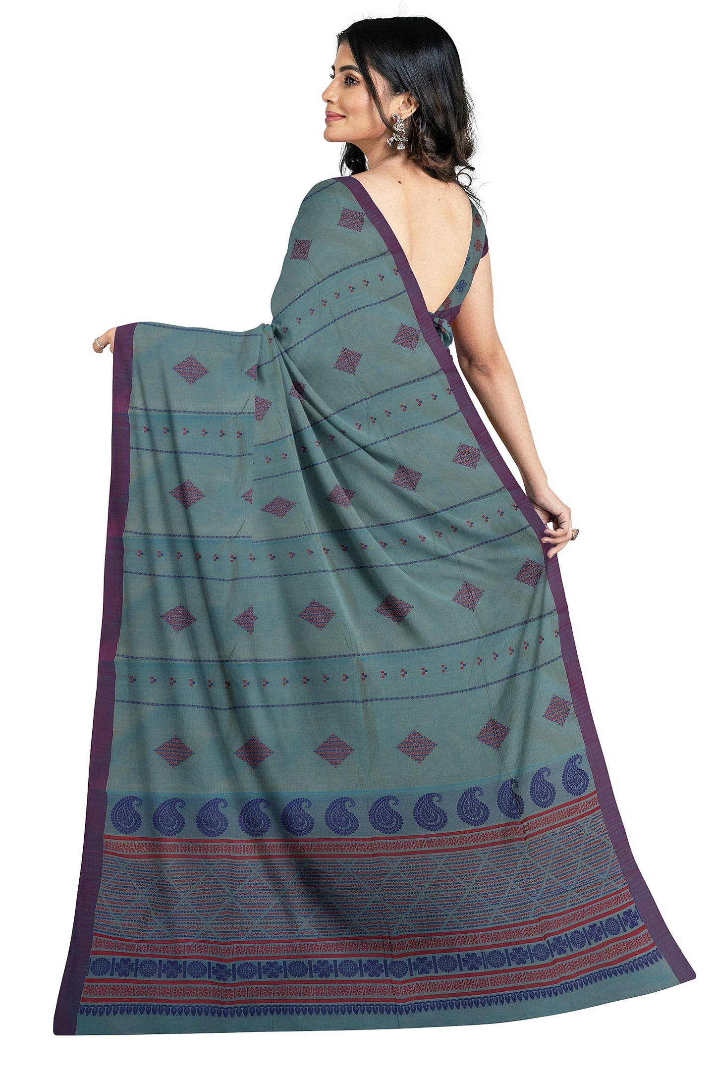 SENSAN Women’s Fancy Coimbatore Cotton Saree with Blouse Piece [SKU:5110]