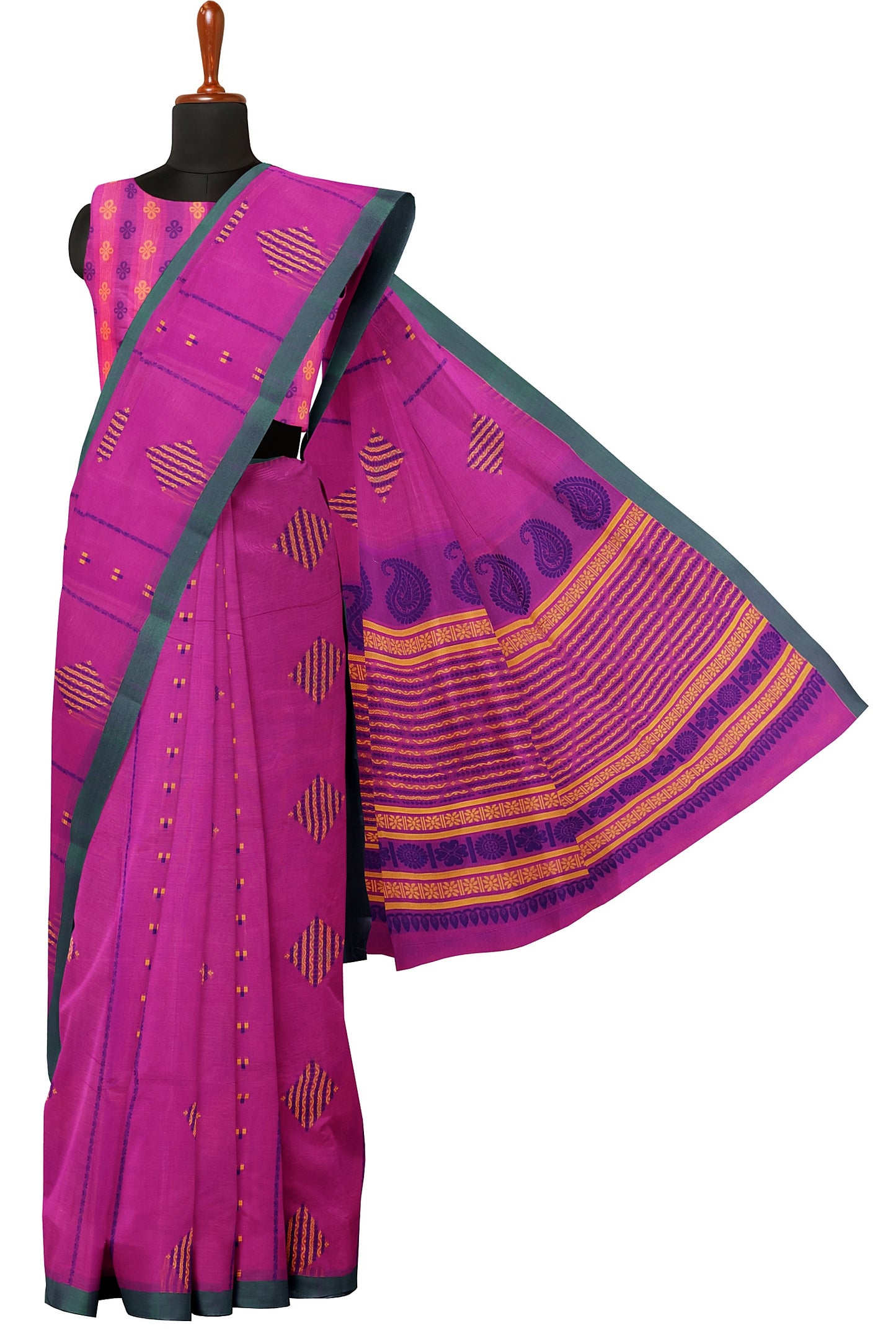 SENSAN Women’s Fancy Coimbatore Cotton Saree with Blouse Piece [SKU:5110]