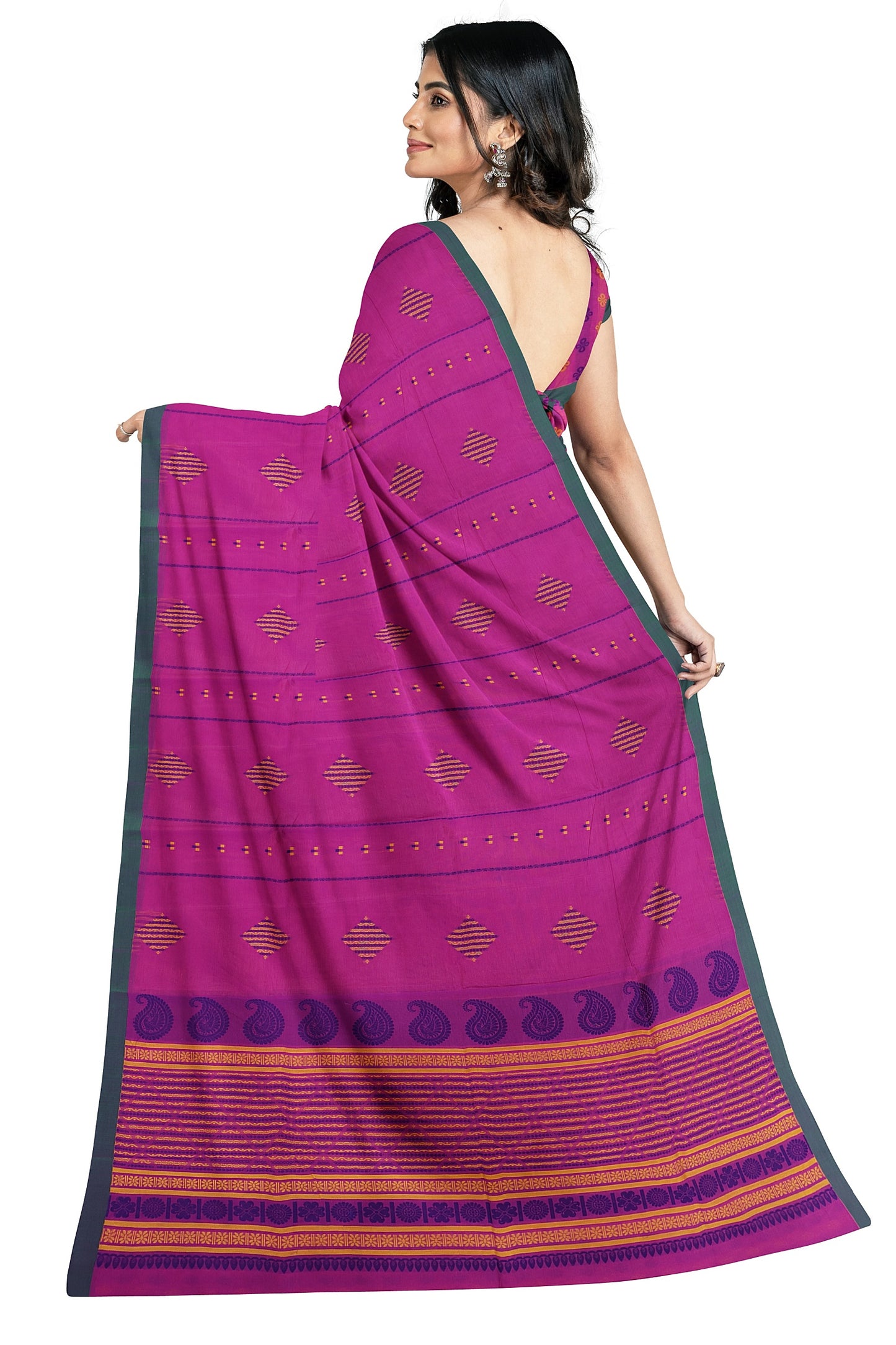 SENSAN Women’s Fancy Coimbatore Cotton Saree with Blouse Piece [SKU:5110]