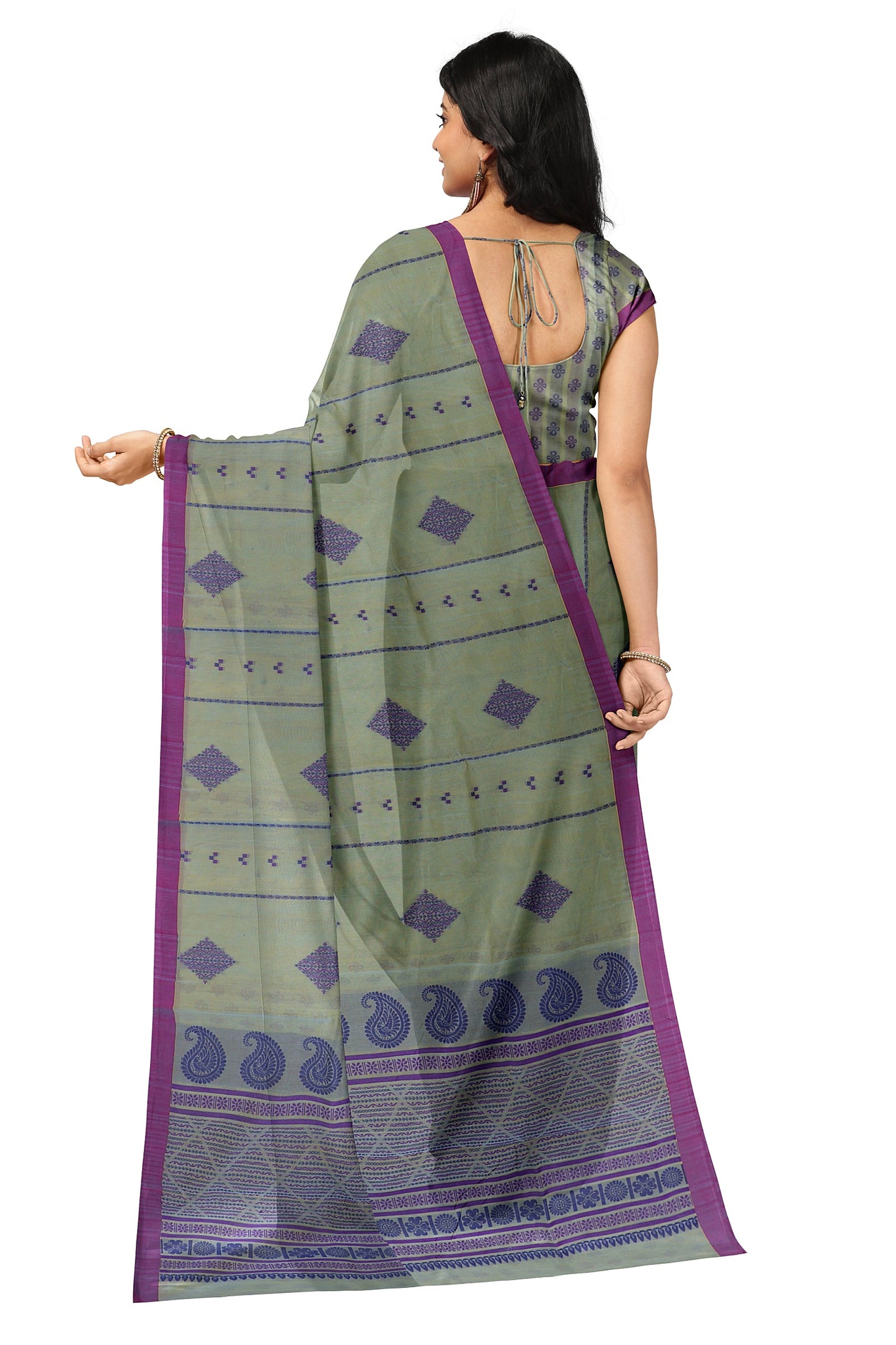 SENSAN Women’s Fancy Coimbatore Cotton Saree with Blouse Piece [SKU:5110]