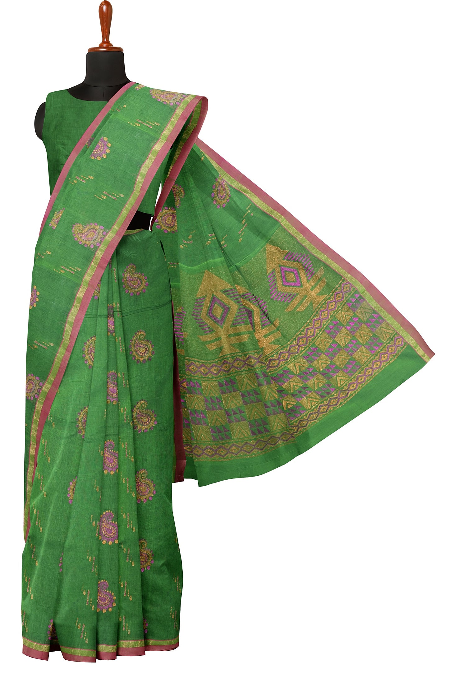 SENSAN Women’s Fancy Coimbatore Cotton Saree with Blouse Piece [SKU:5118]