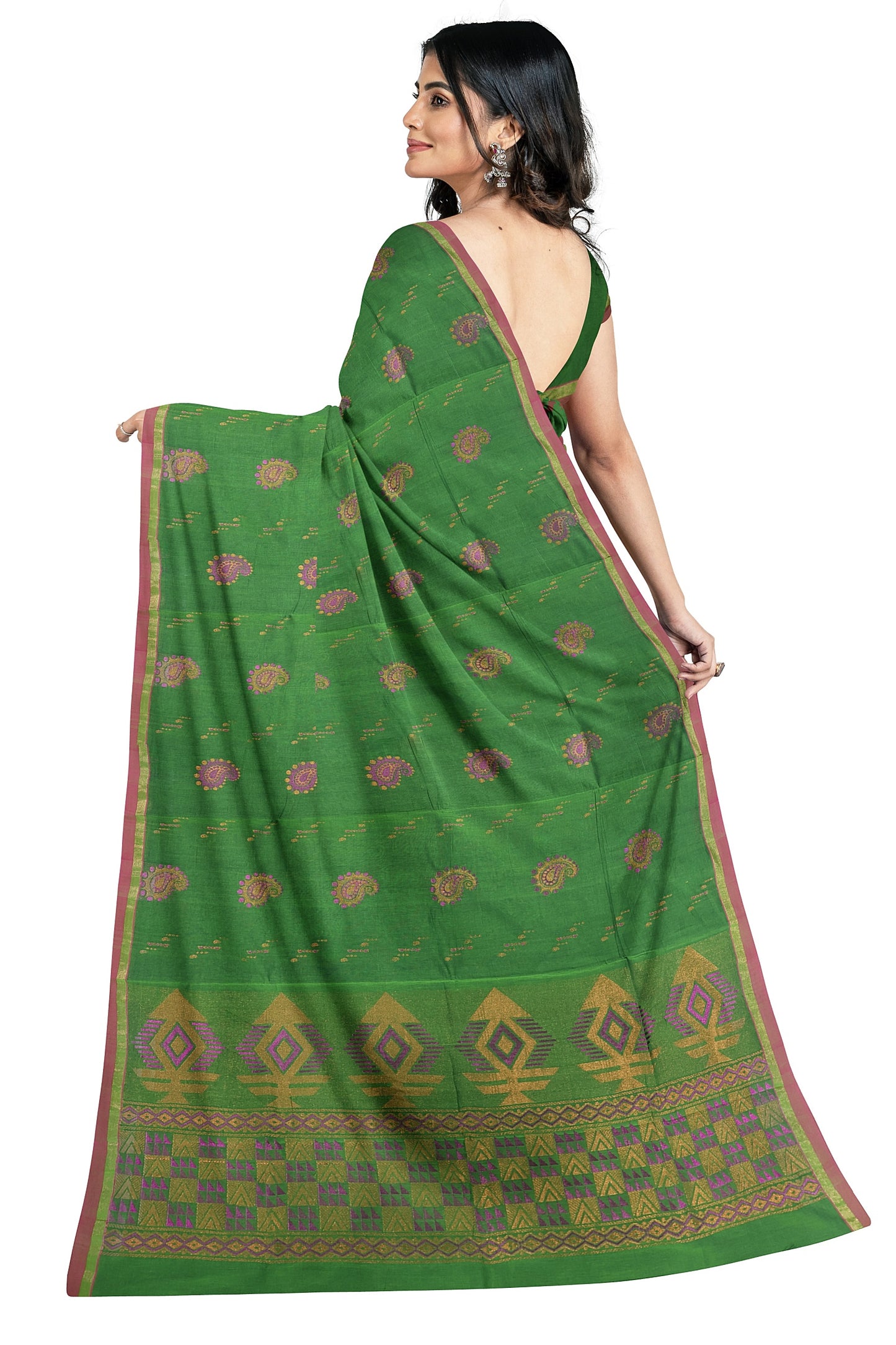 SENSAN Women’s Fancy Coimbatore Cotton Saree with Blouse Piece [SKU:5118]