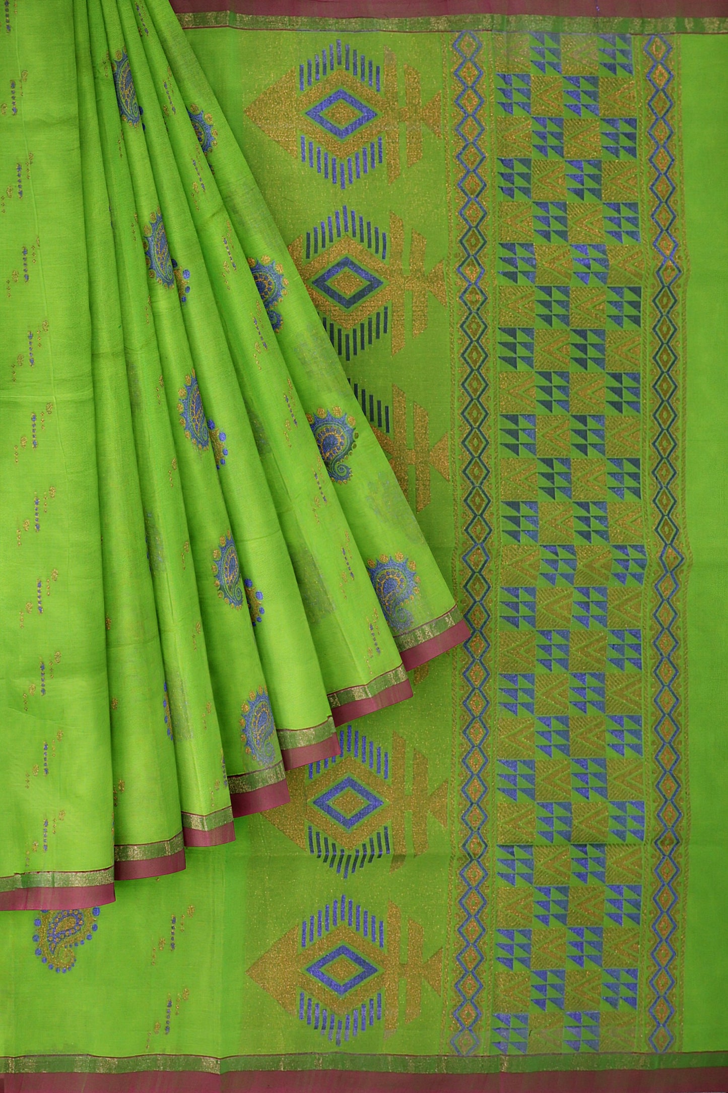 SENSAN Women’s Fancy Coimbatore Cotton Saree with Blouse Piece [SKU:5118]