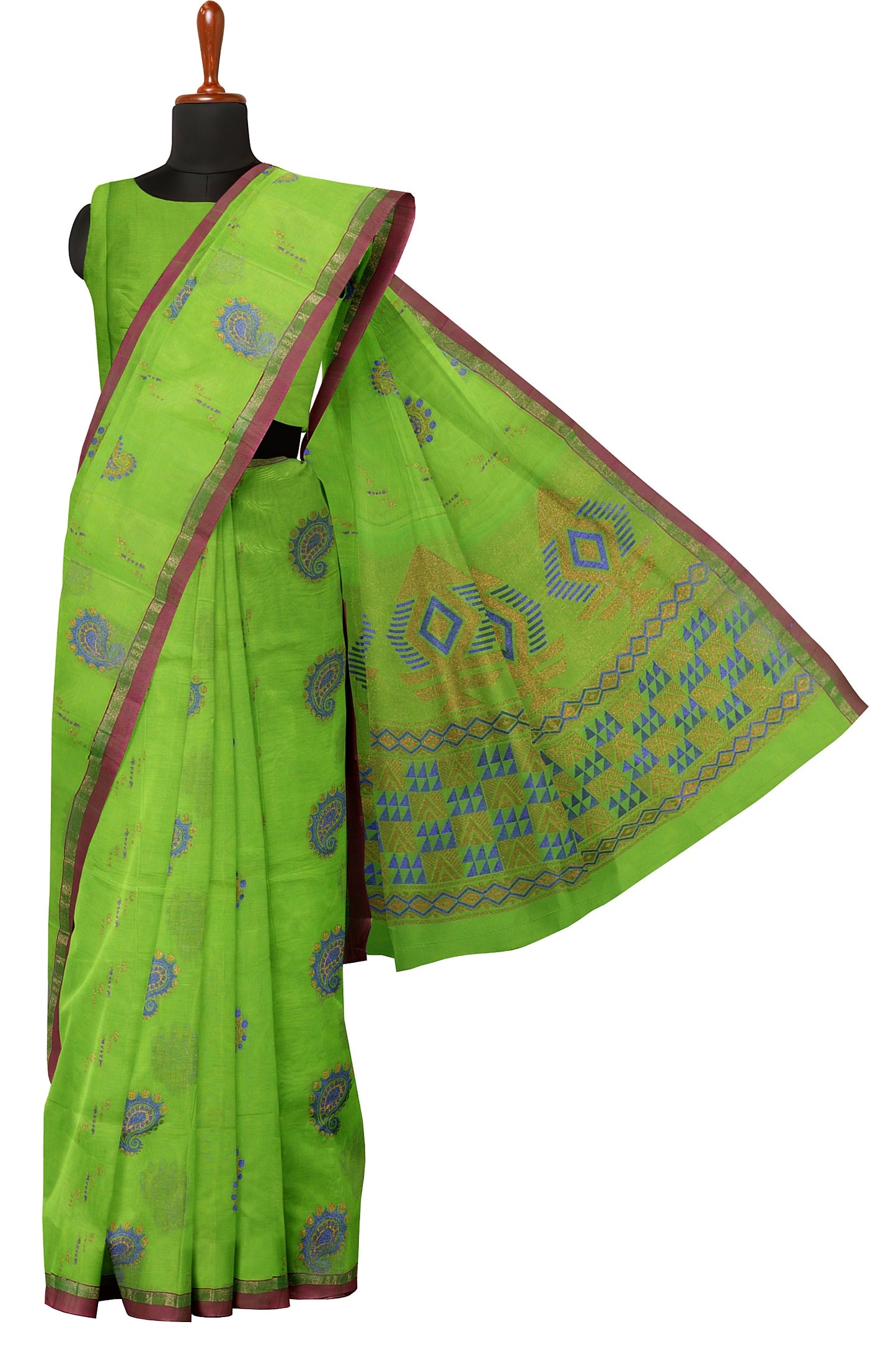 SENSAN Women’s Fancy Coimbatore Cotton Saree with Blouse Piece [SKU:5118]