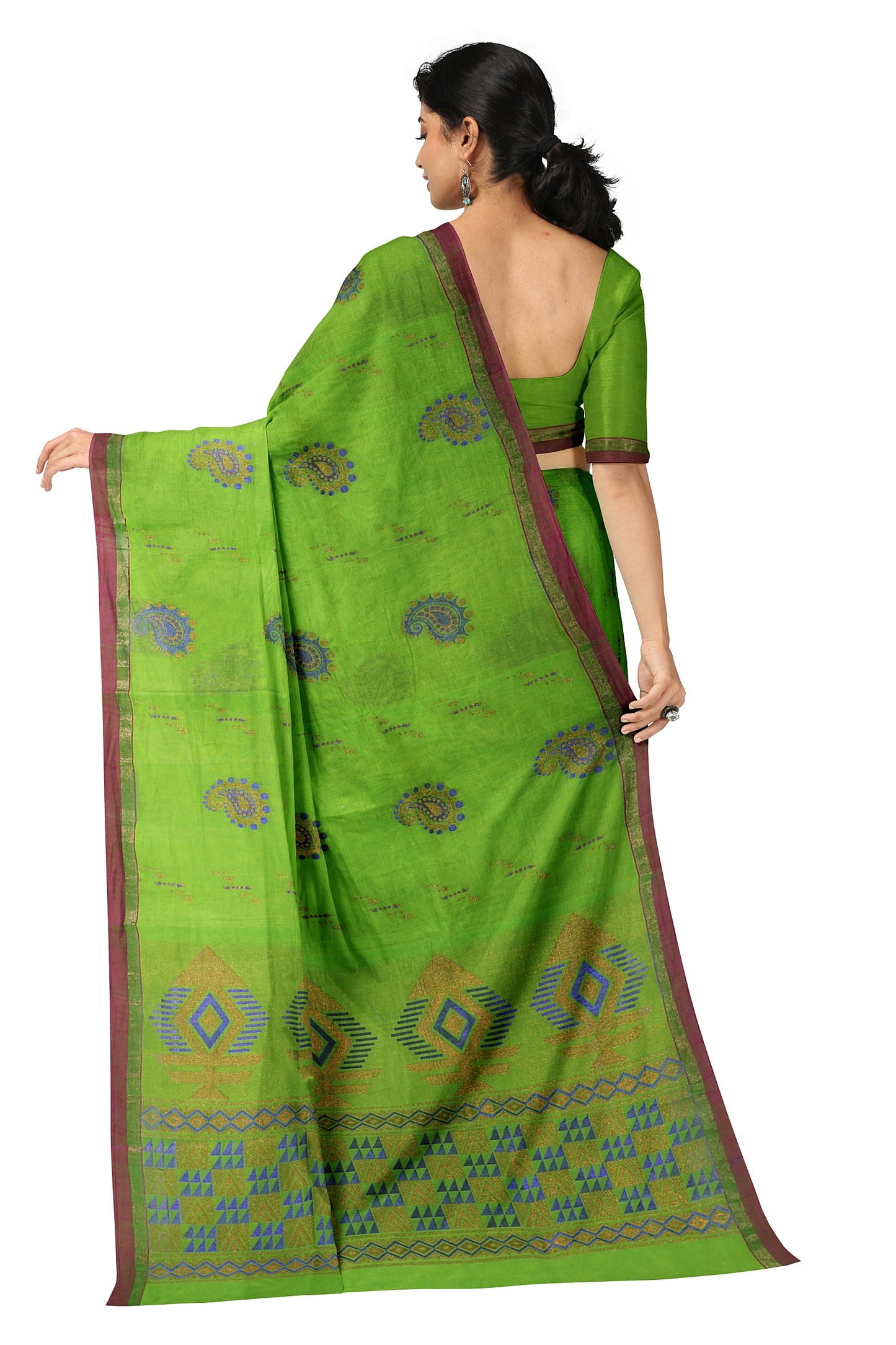 SENSAN Women’s Fancy Coimbatore Cotton Saree with Blouse Piece [SKU:5118]