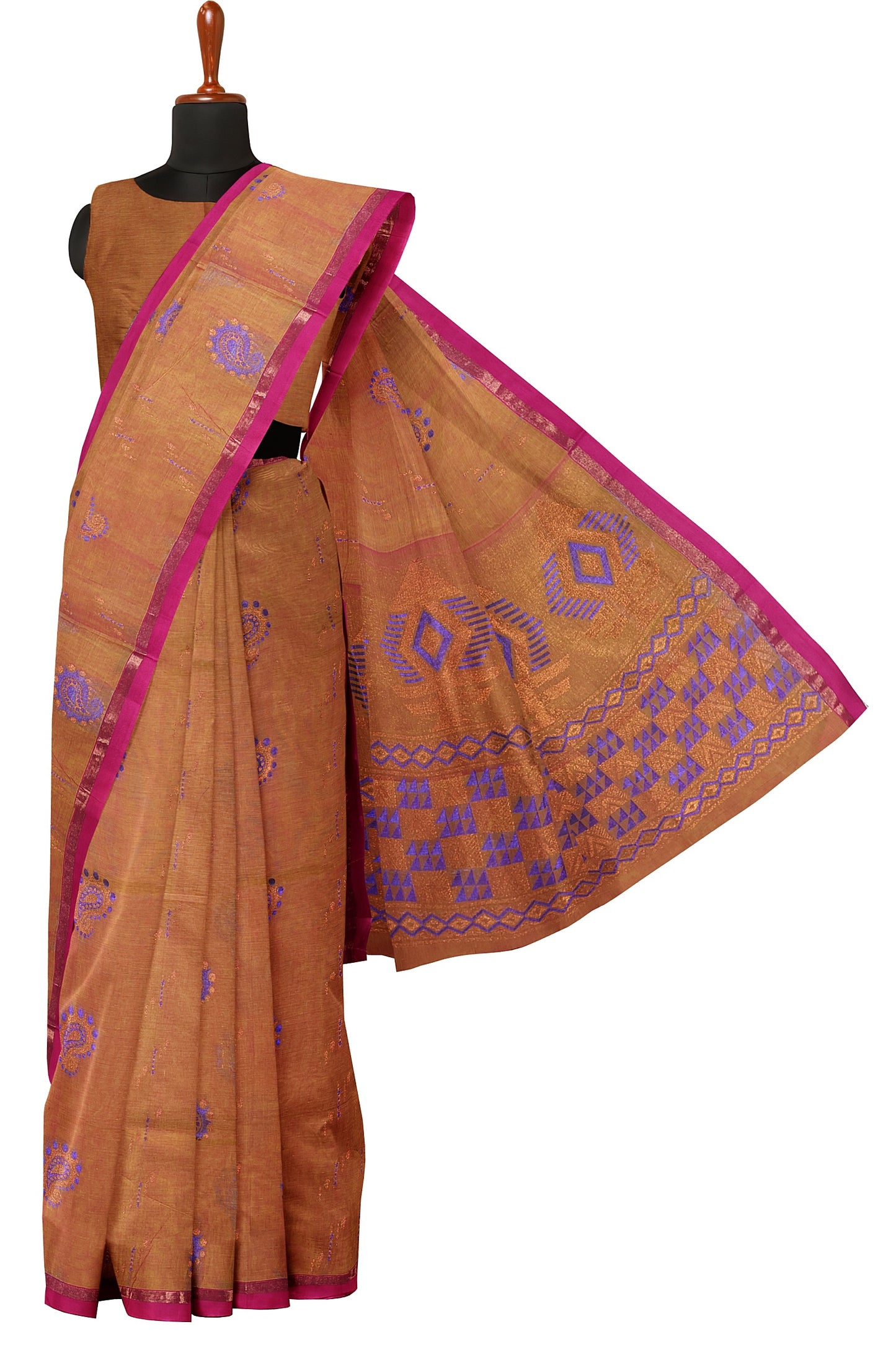 SENSAN Women’s Fancy Coimbatore Cotton Saree with Blouse Piece [SKU:5118]