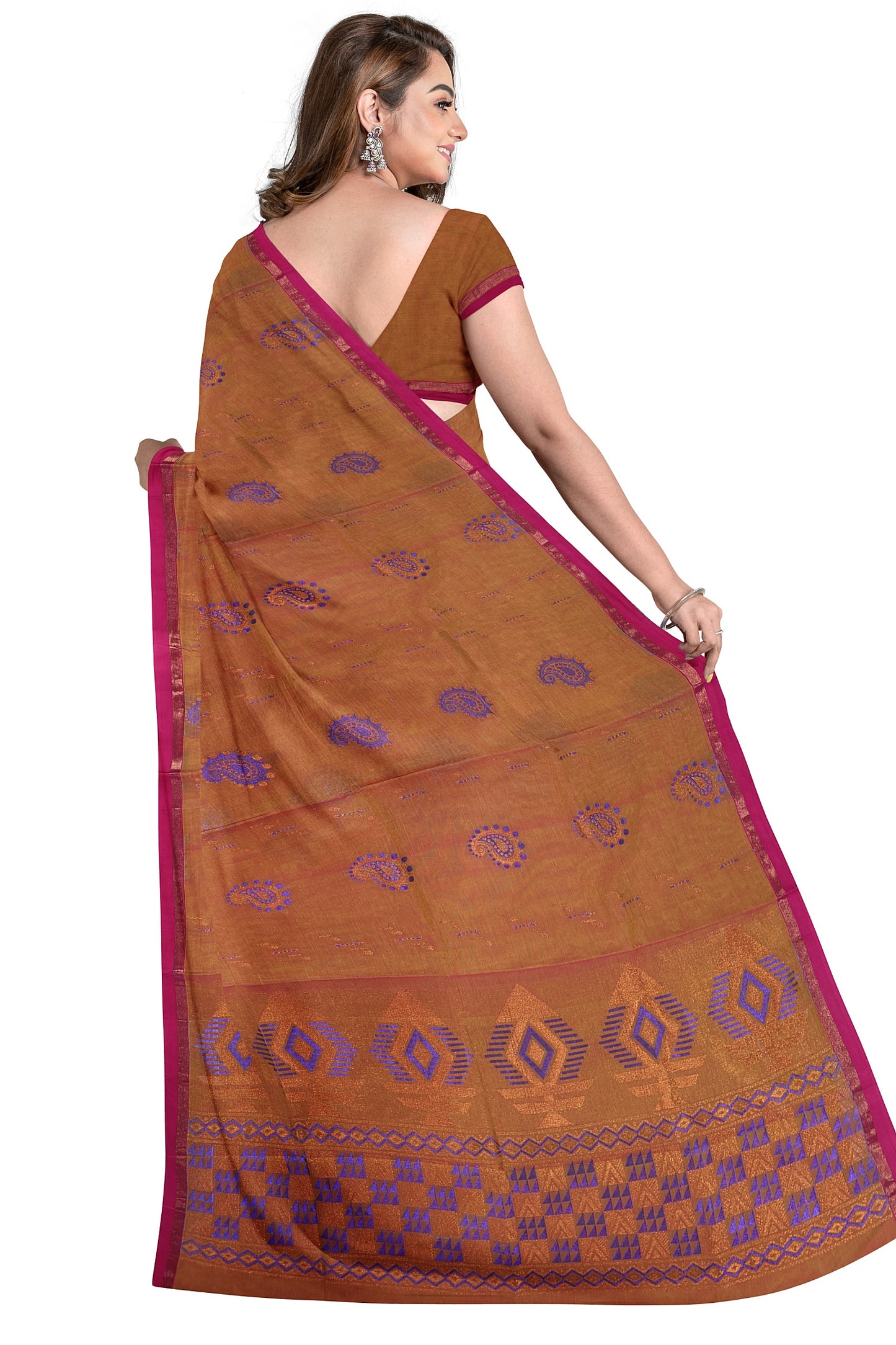 SENSAN Women’s Fancy Coimbatore Cotton Saree with Blouse Piece [SKU:5118]
