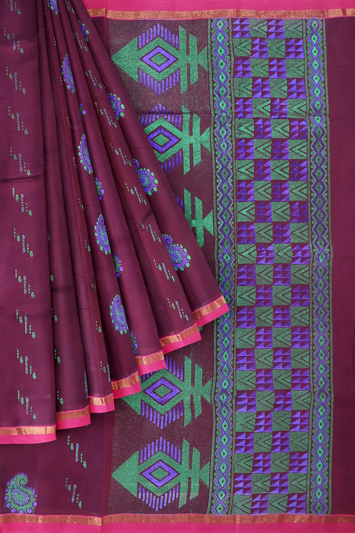 SENSAN Women’s Fancy Coimbatore Cotton Saree with Blouse Piece [SKU:5118]