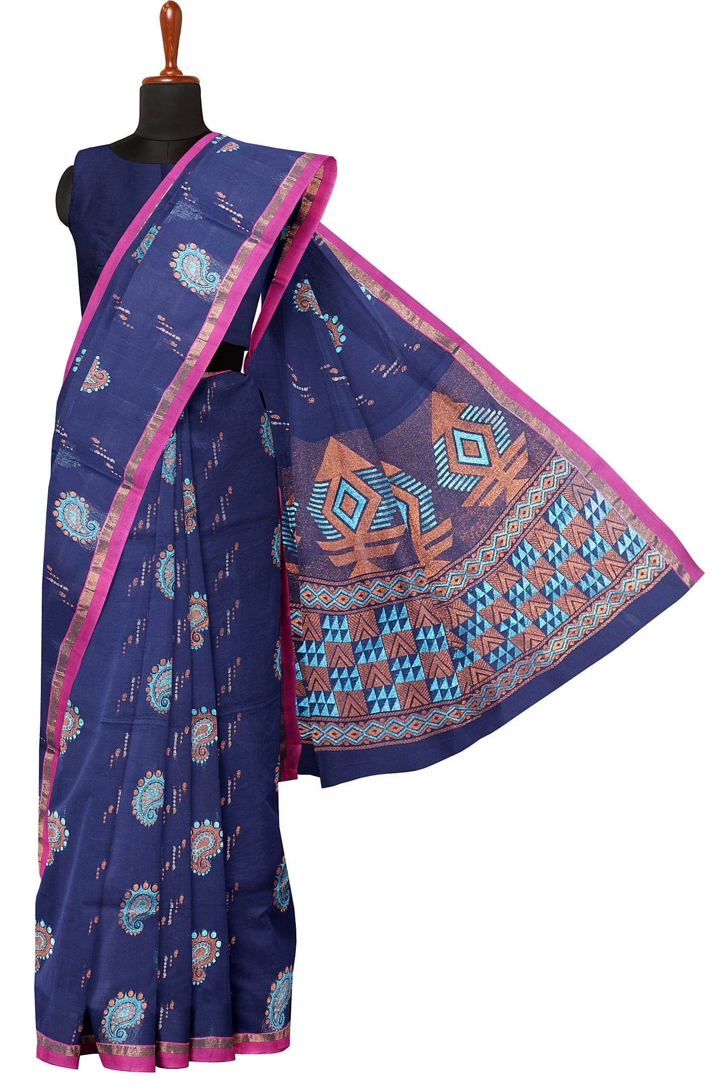 SENSAN Women’s Fancy Coimbatore Cotton Saree with Blouse Piece [SKU:5118]