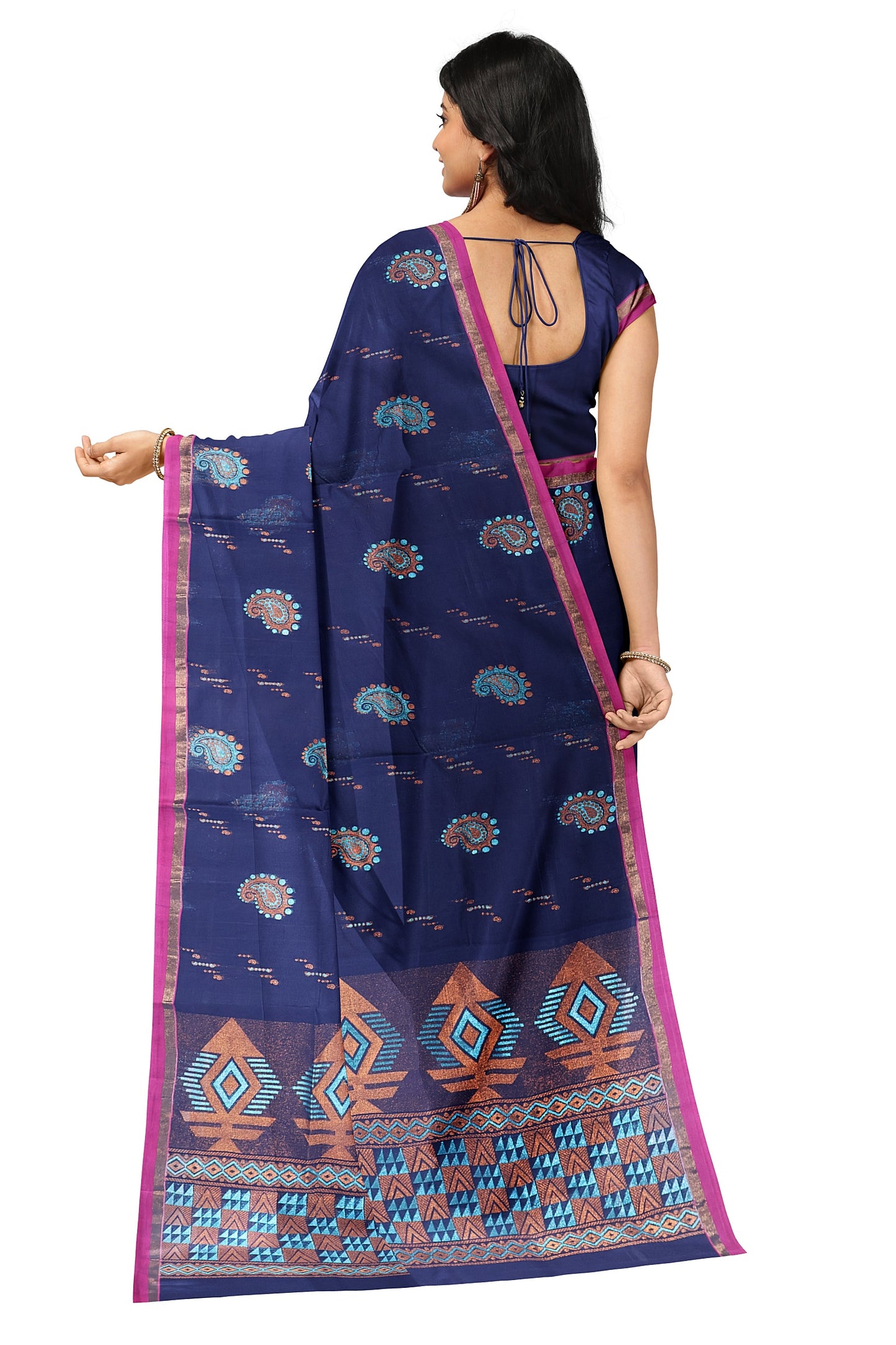 SENSAN Women’s Fancy Coimbatore Cotton Saree with Blouse Piece [SKU:5118]