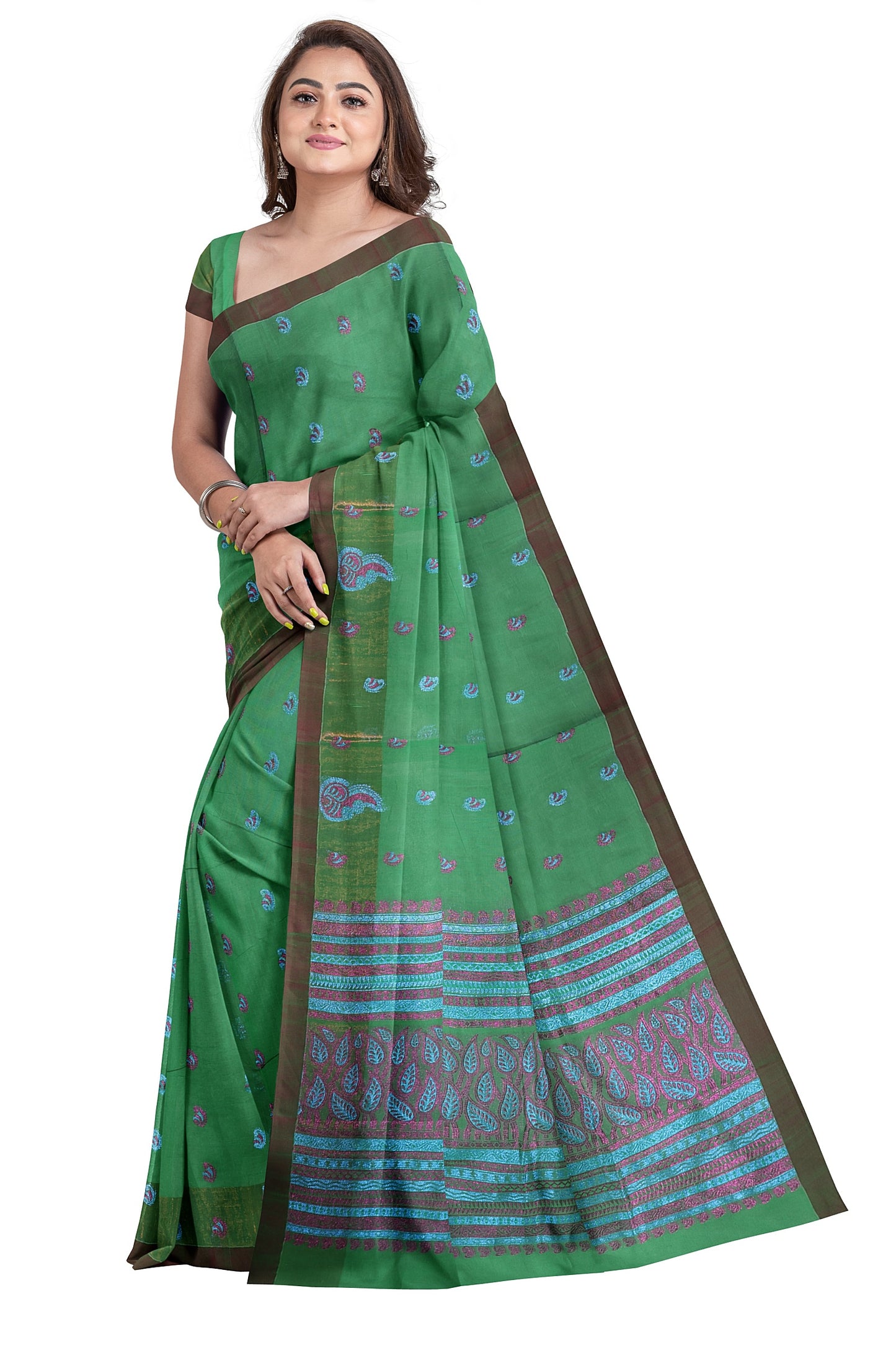 SENSAN Women’s Fancy Coimbatore Cotton Saree with Blouse Piece [SKU:5119]