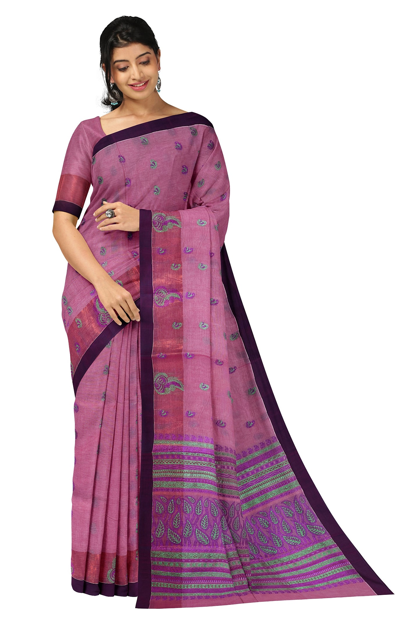 SENSAN Women’s Fancy Coimbatore Cotton Saree with Blouse Piece [SKU:5119]