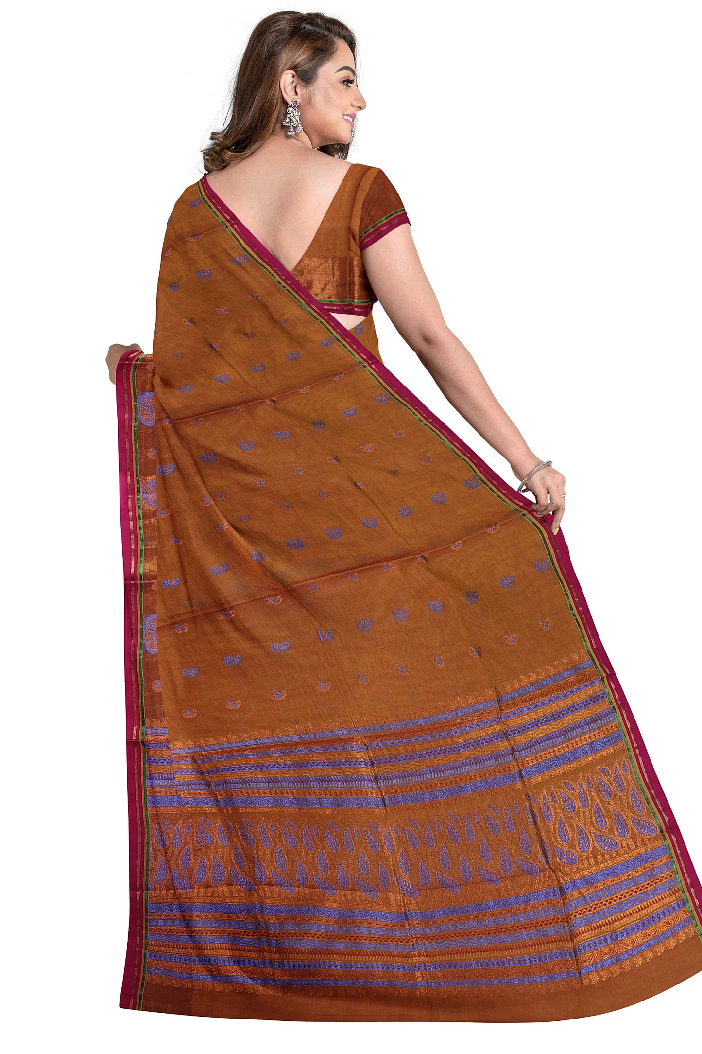 SENSAN Women’s Fancy Coimbatore Cotton Saree with Blouse Piece [SKU:5119]