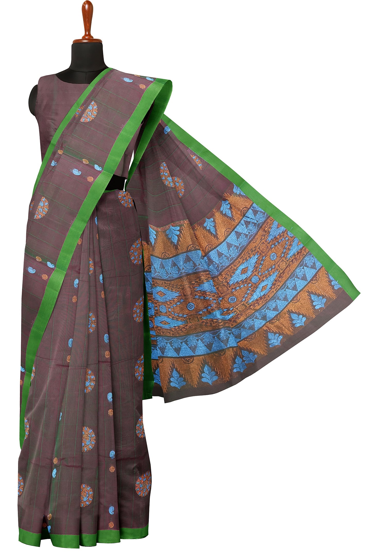 SENSAN Women’s Fancy Coimbatore Cotton Saree with Blouse Piece [SKU:5122]